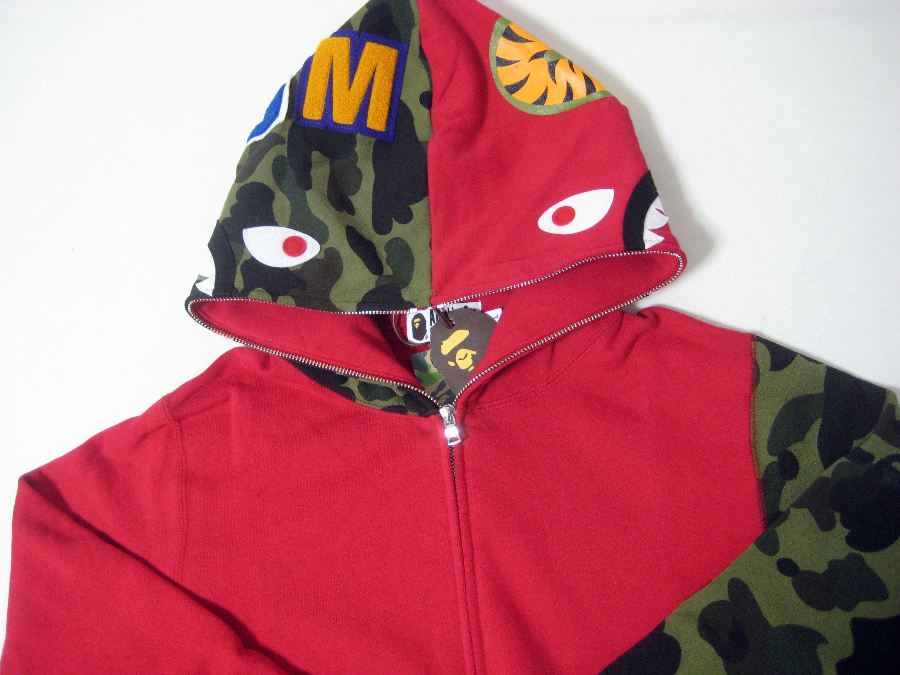 Bape Color Camo Shark Full Zip Hoodie (FW22) Red Navy