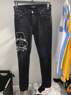 Amiri Bandana Flame Jean Patch in Aged Black / Blue Size 38 Brand New