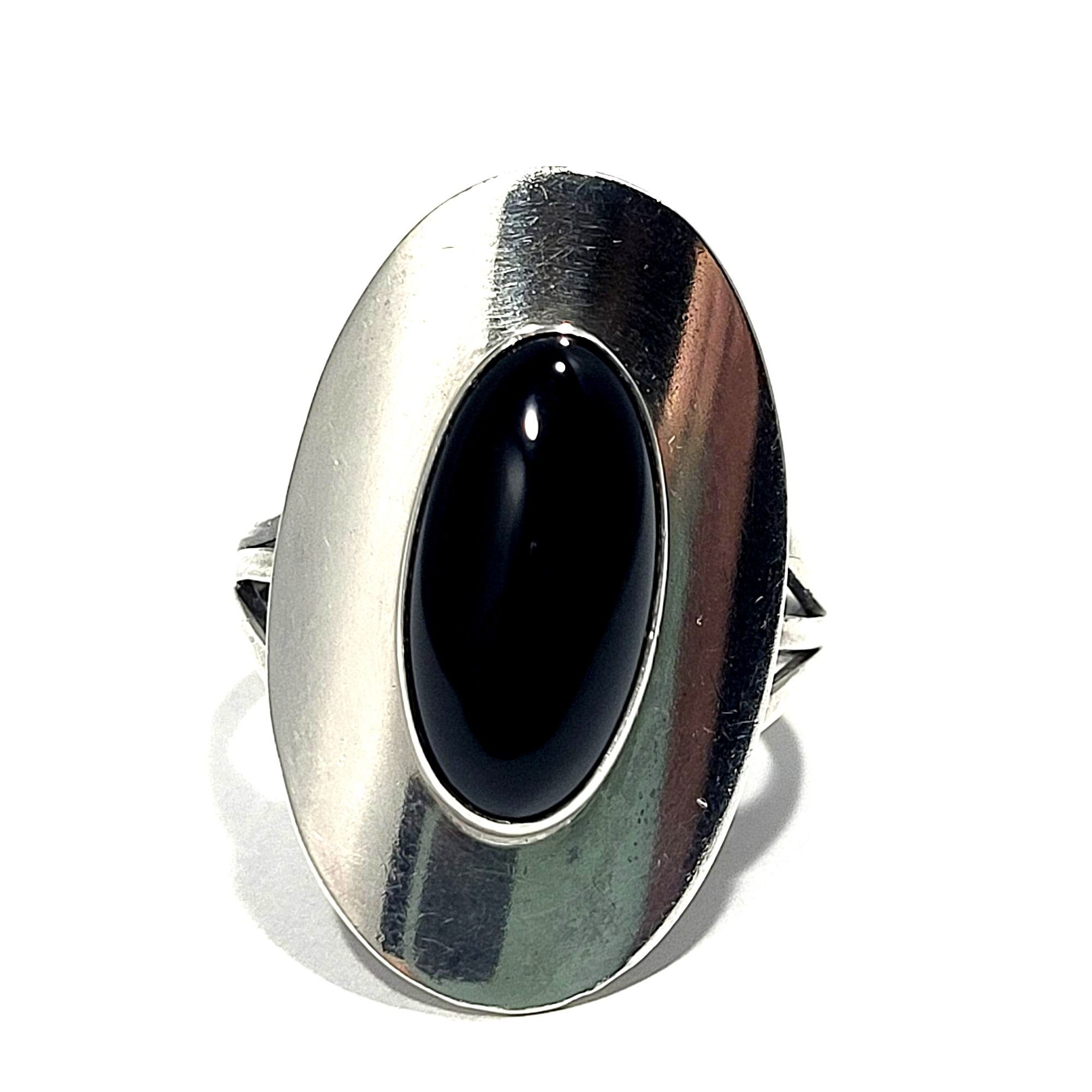 Other S.J. Long Oval Onyx Inlay Shield Ring sterling silver | Grailed
