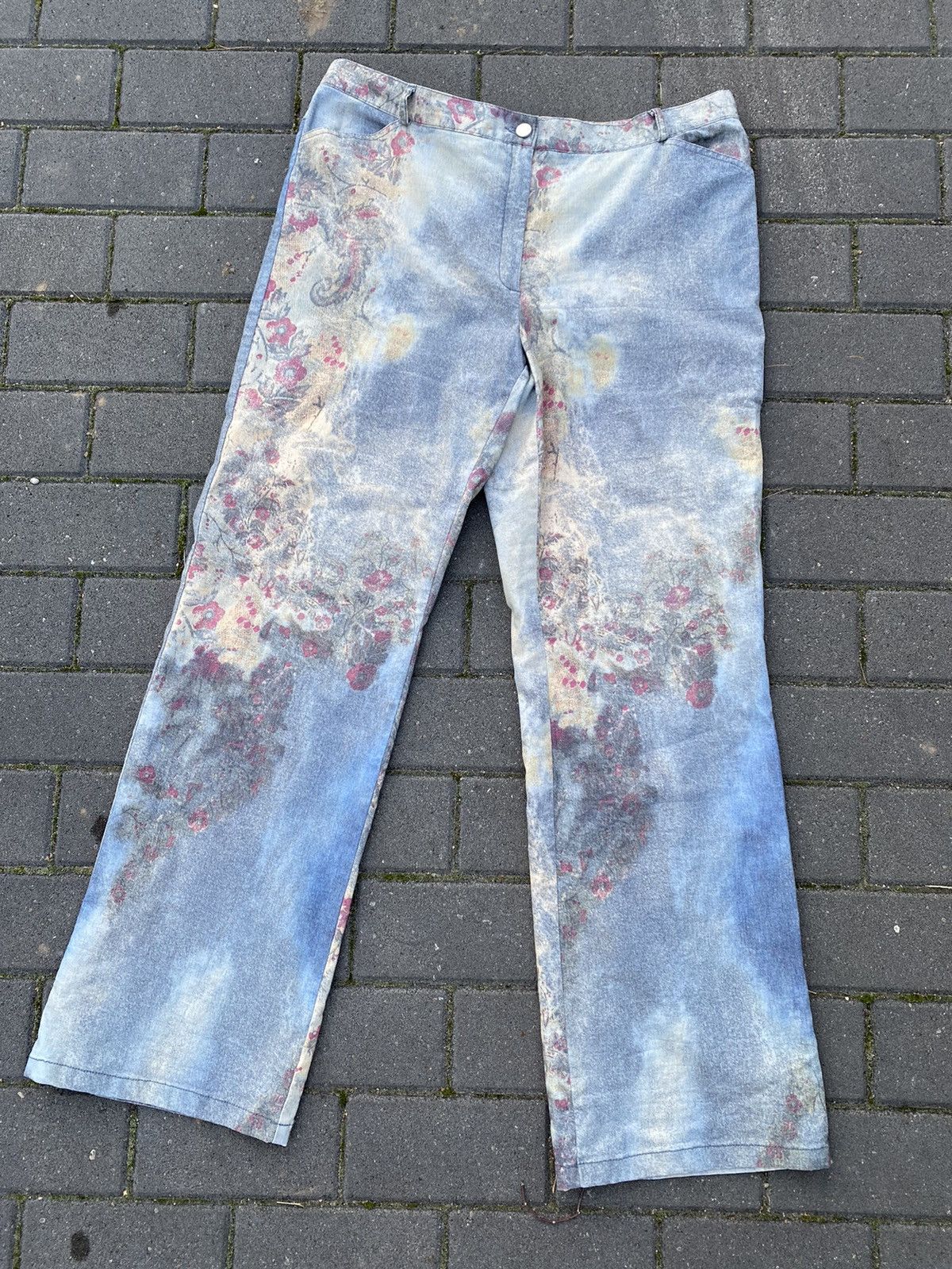 image of Vintage Floral Full Print Pants in Blue, Men's (Size 34)