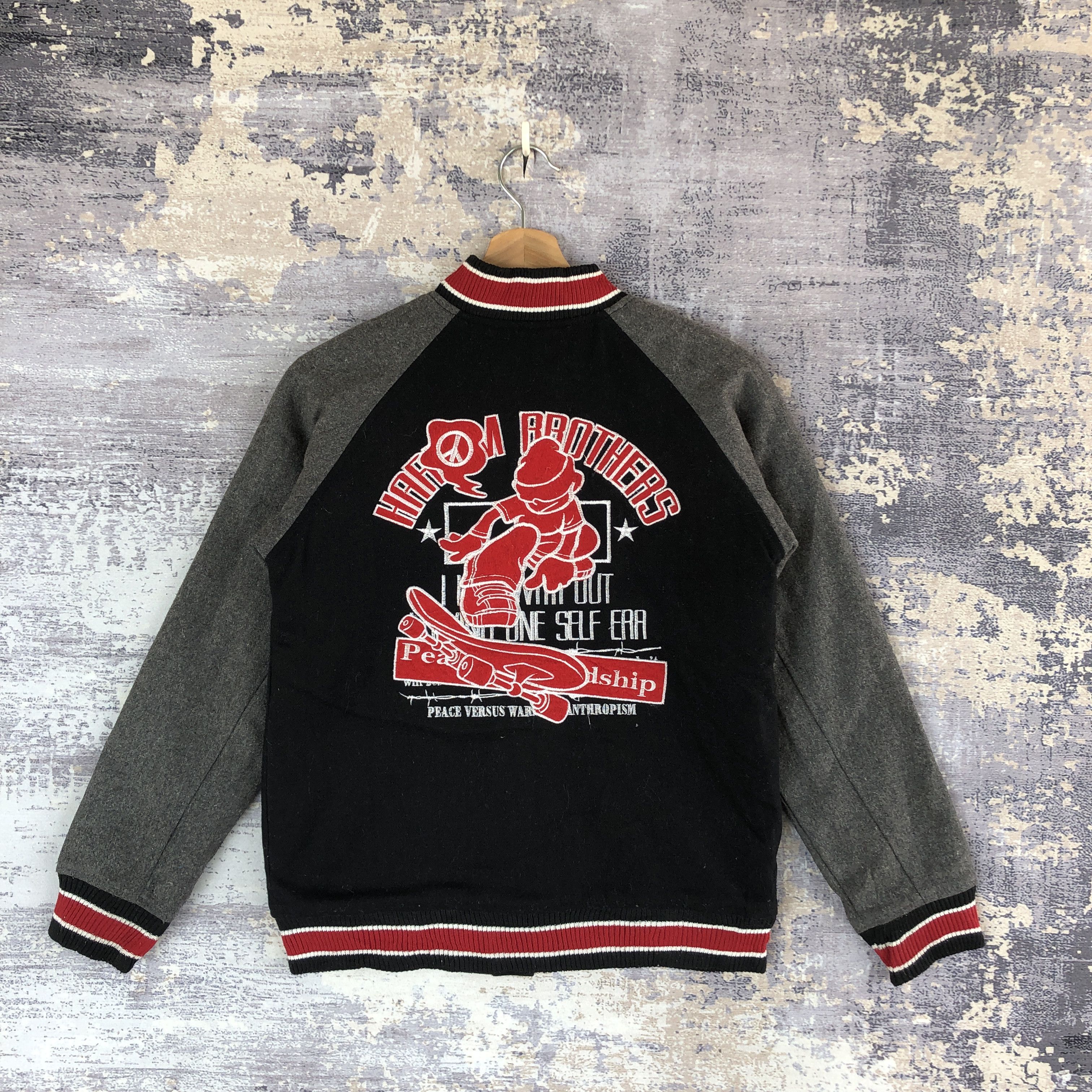 Japanese Brand × Vintage Harlem Brothers Varsity Jacket Skates Letterman Wool Jacket Size US XS / EU 42 / 0 - 1 Thumbnail