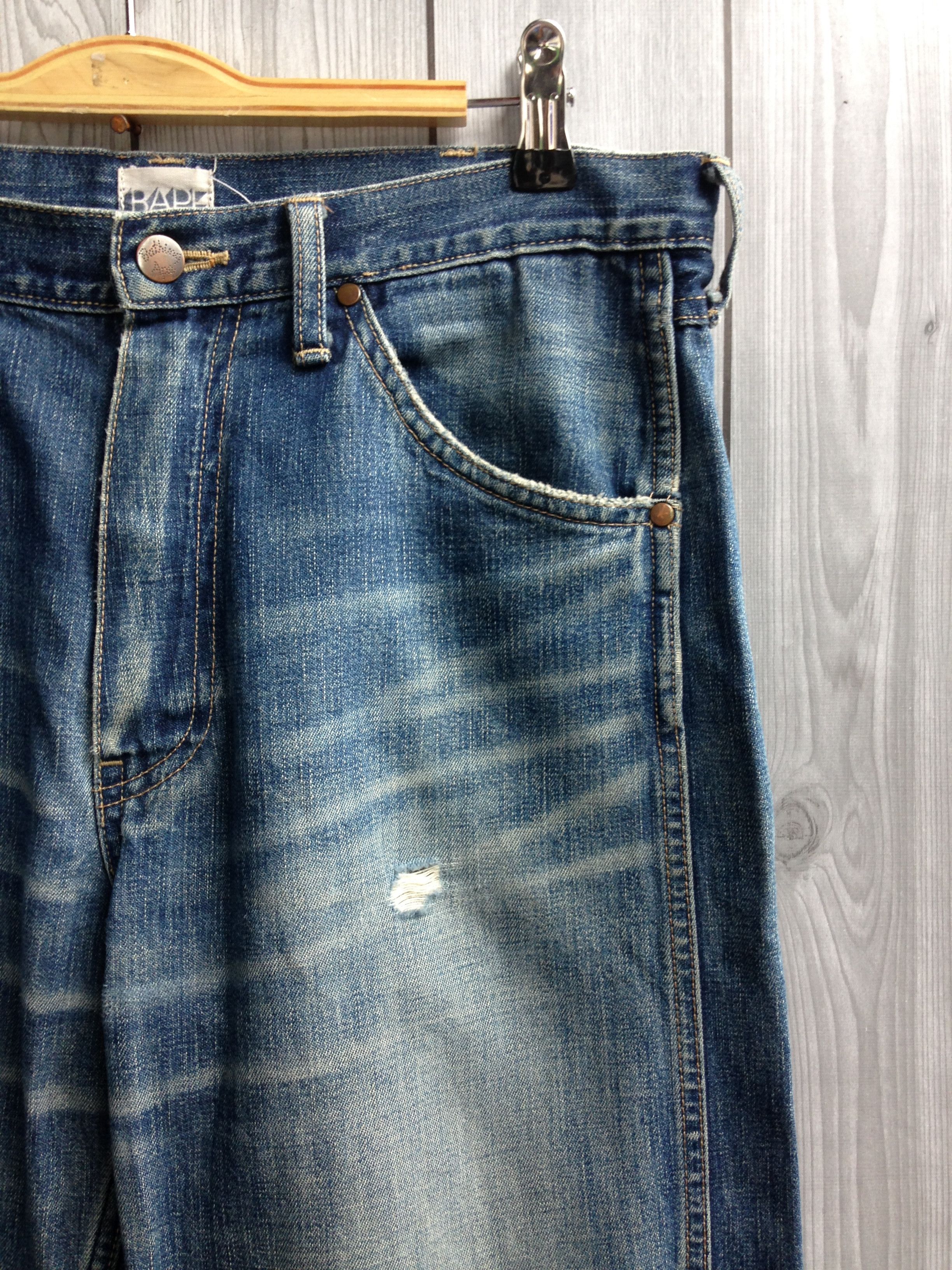 Bape Bape Distressed Denim Pants Size US 33 - 11 Thumbnail