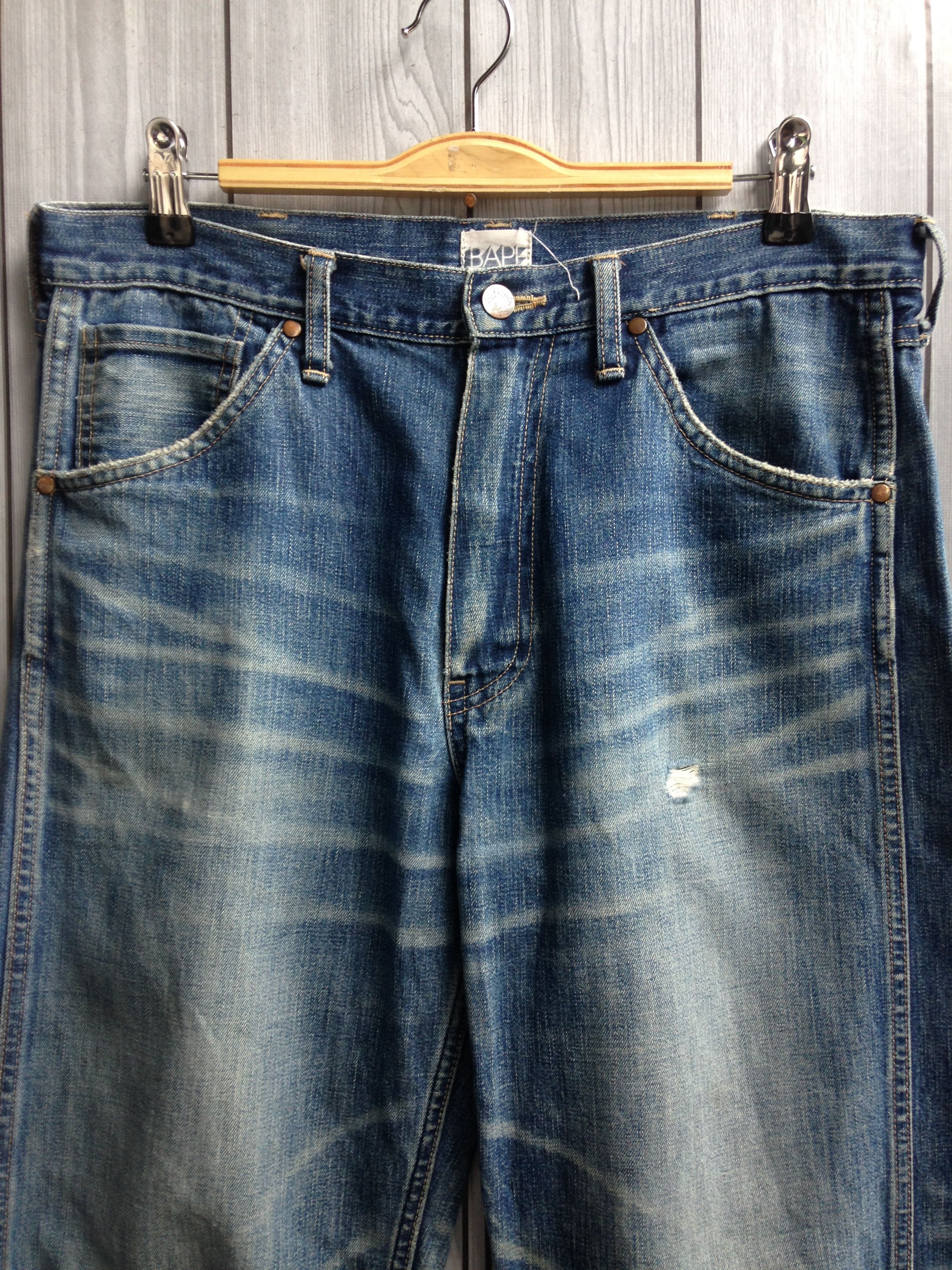 Bape Bape Distressed Denim Pants Size US 33 - 2 Thumbnail