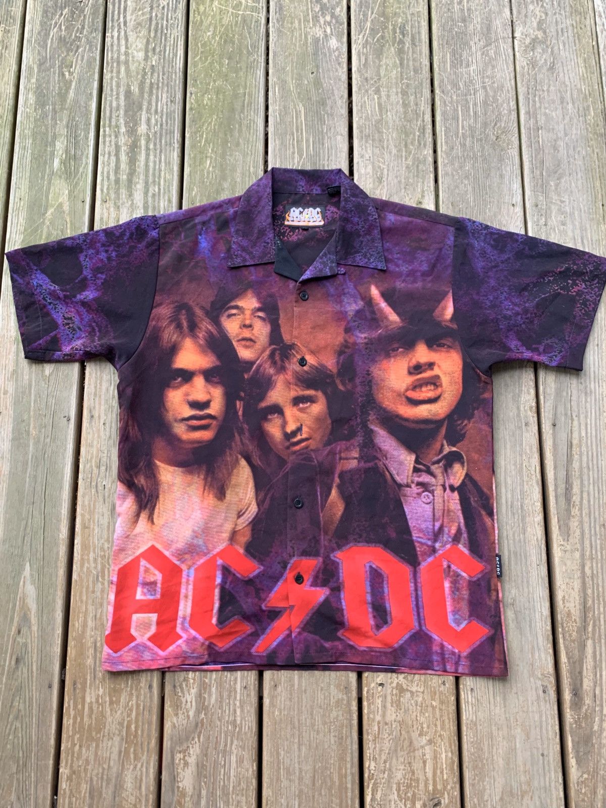 Ac/Dc × Vintage Vintage 1990s Double Sided AC/DC Button Up Shirt | Grailed