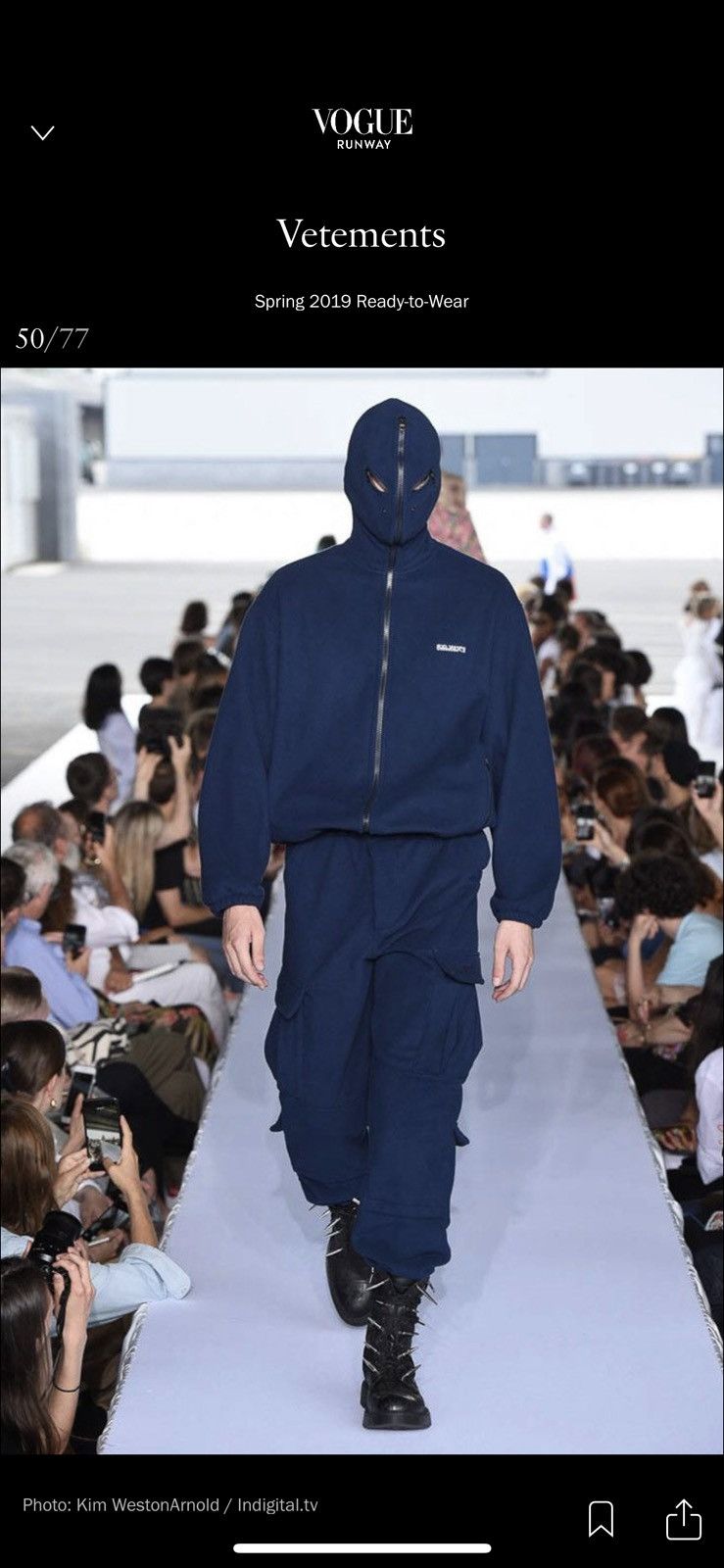 Vetements RARE AF Bullet Gimp Navy Fleece Mask Hoodie (SS19) | Grailed