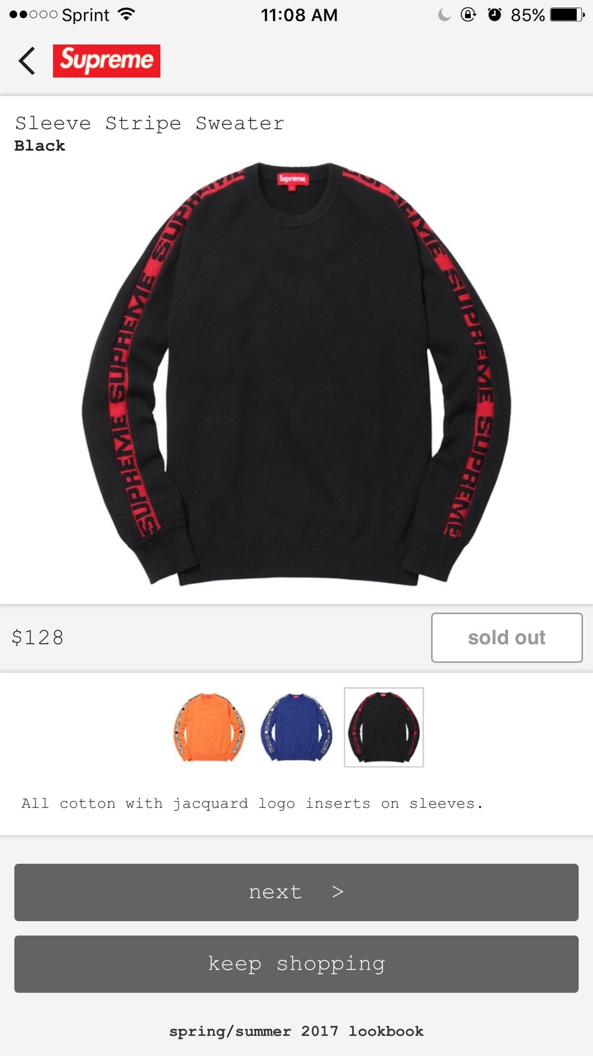 Supreme Sleeve Stripe purchases Sweater