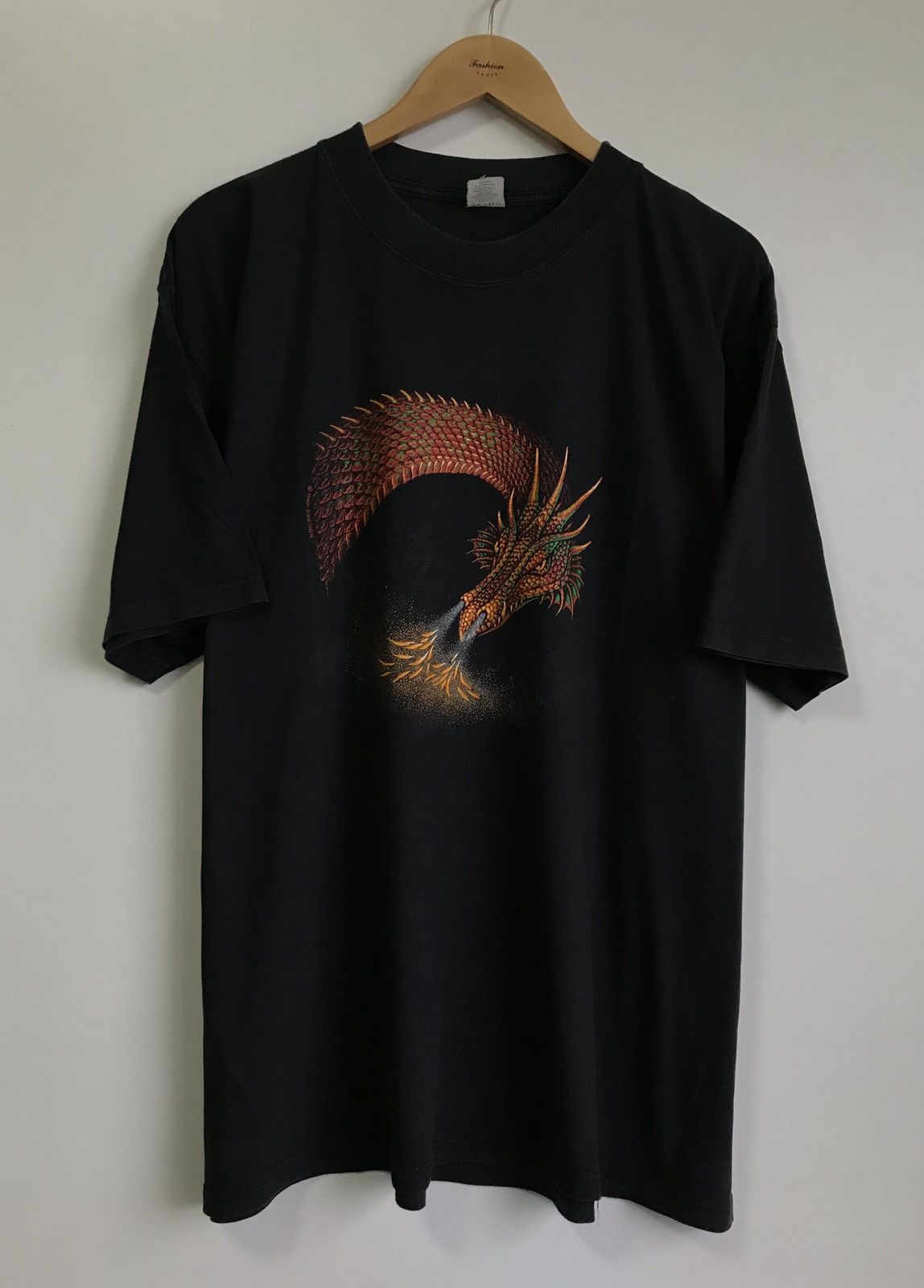 Hysteric Glamour Vintage Hewlin Copyright Dragon Printed Graphics Tee Black Size US XL / EU 56 / 4 - 1 Thumbnail