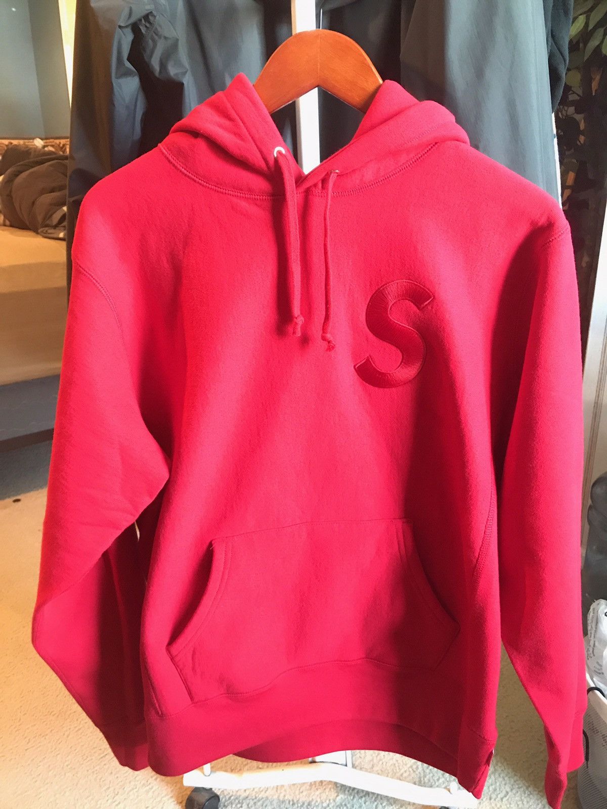 Supreme Tonal S Logo Hooded Sweatshirt (Red) | Grailed