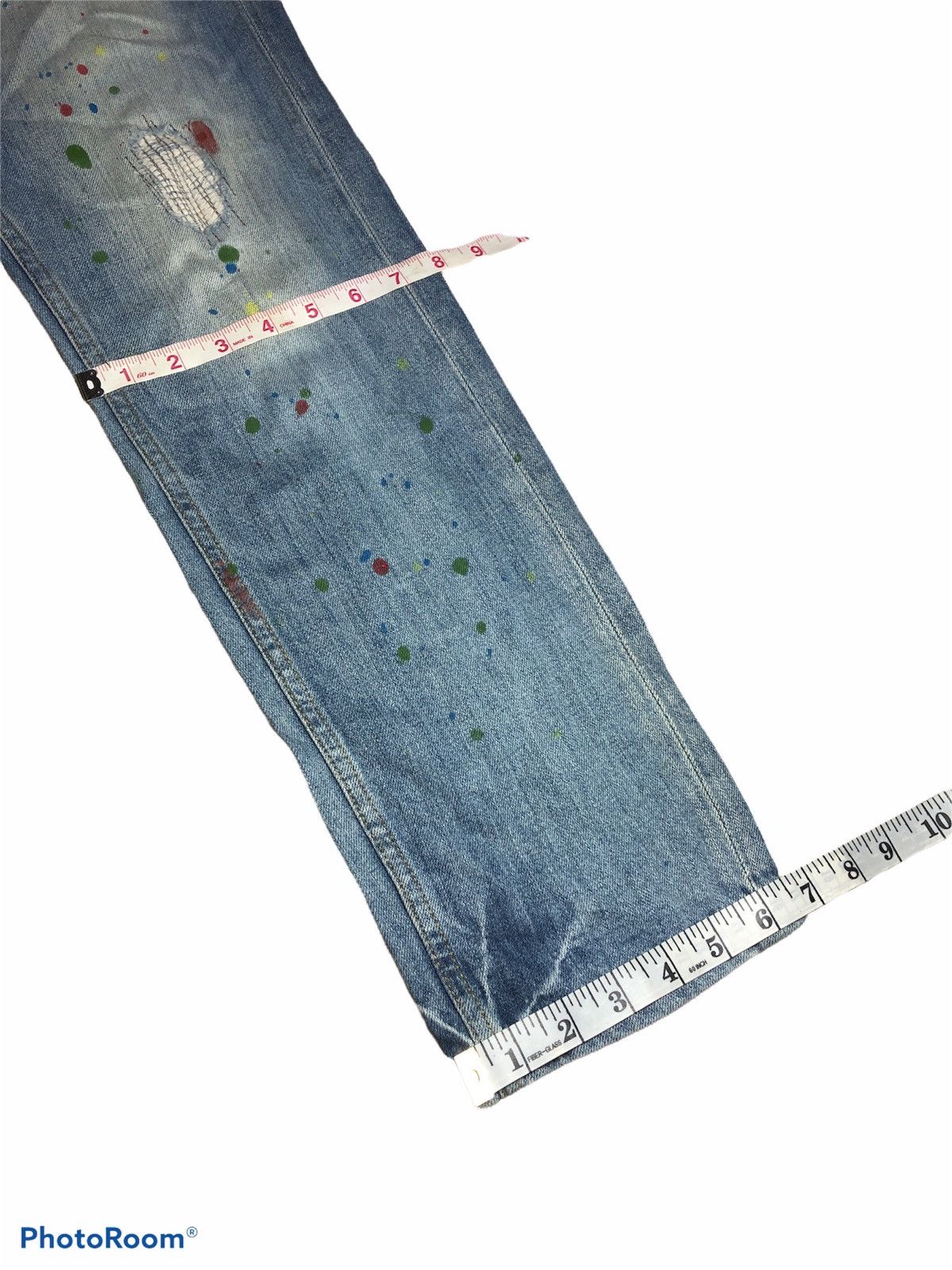 Japanese Brand CUBE SUGAR PAINT SPLATTER BUCKLE BACK DENIM Size US 31 - 7 Thumbnail
