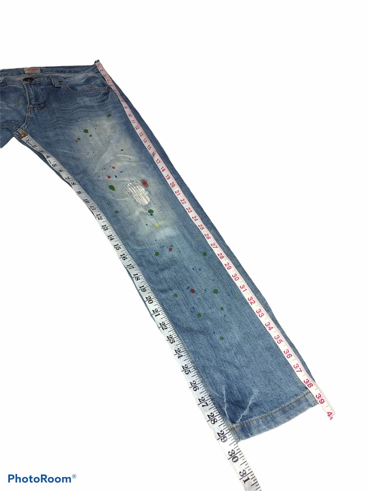 Japanese Brand CUBE SUGAR PAINT SPLATTER BUCKLE BACK DENIM Size US 31 - 8 Thumbnail