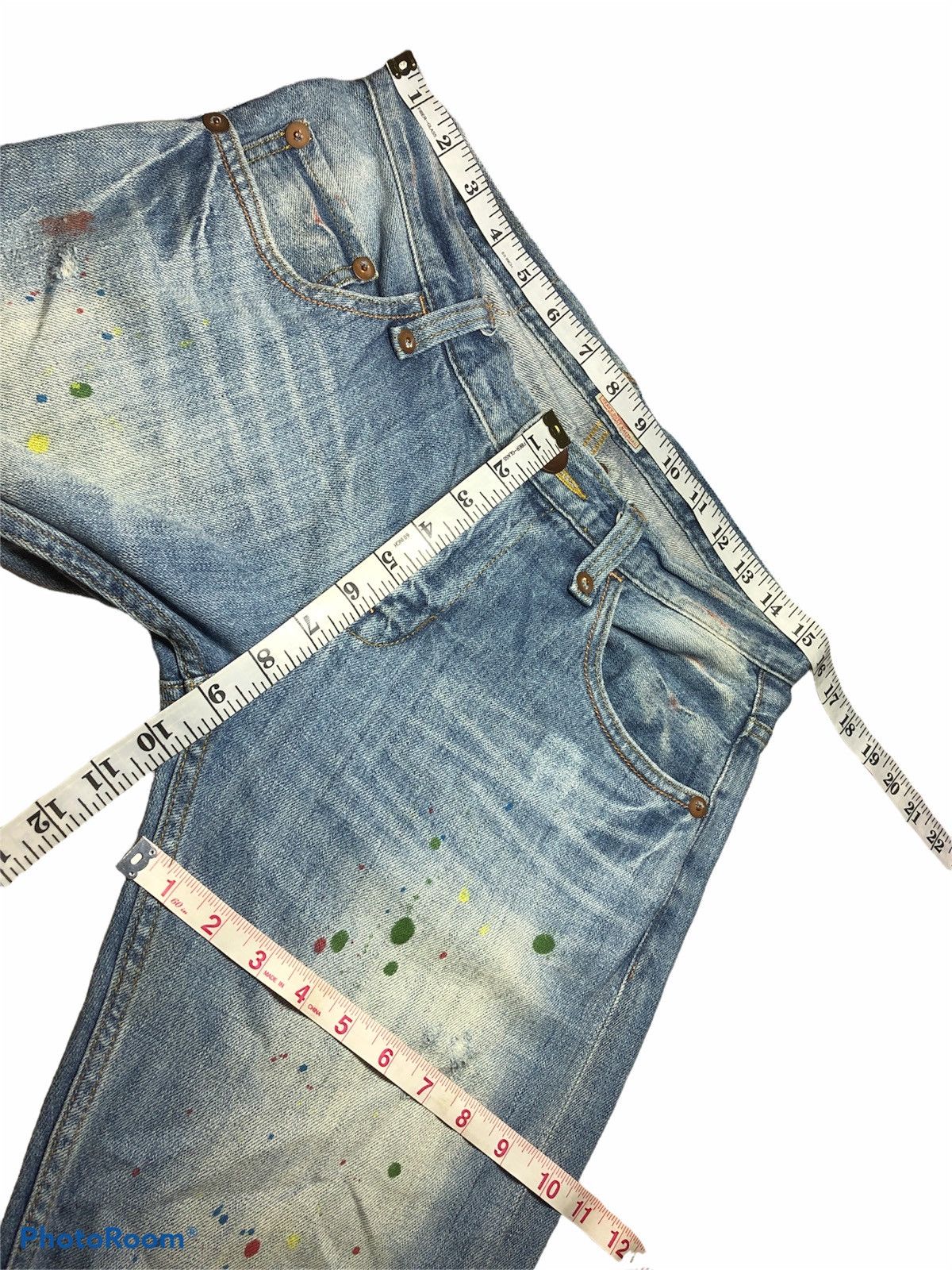 Japanese Brand CUBE SUGAR PAINT SPLATTER BUCKLE BACK DENIM Size US 31 - 6 Thumbnail
