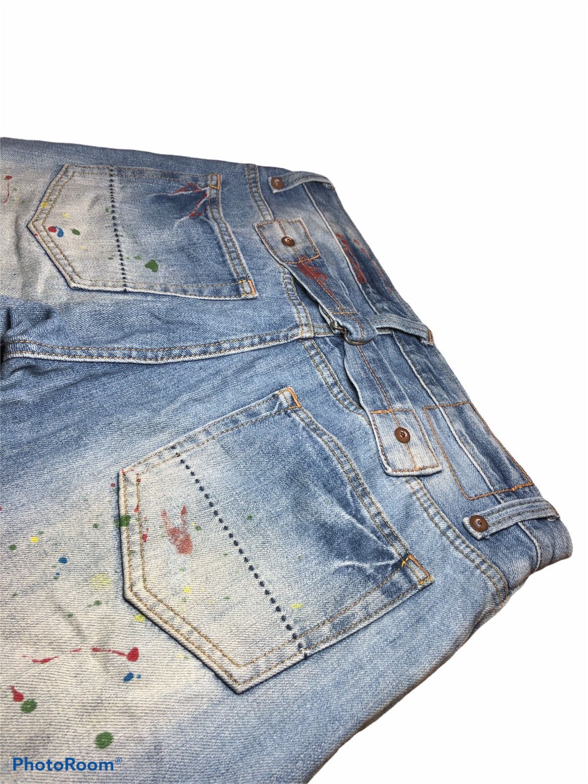 Japanese Brand CUBE SUGAR PAINT SPLATTER BUCKLE BACK DENIM Size US 31 - 5 Thumbnail