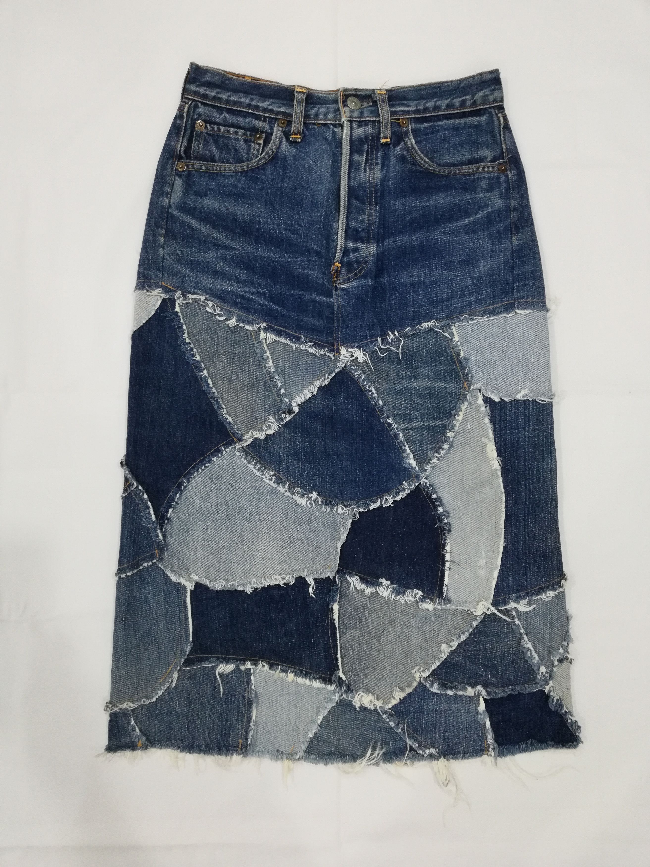 Vintage Upcycled Patchwork Denim Skirt from Vintage 60s Levis 501 Grailed