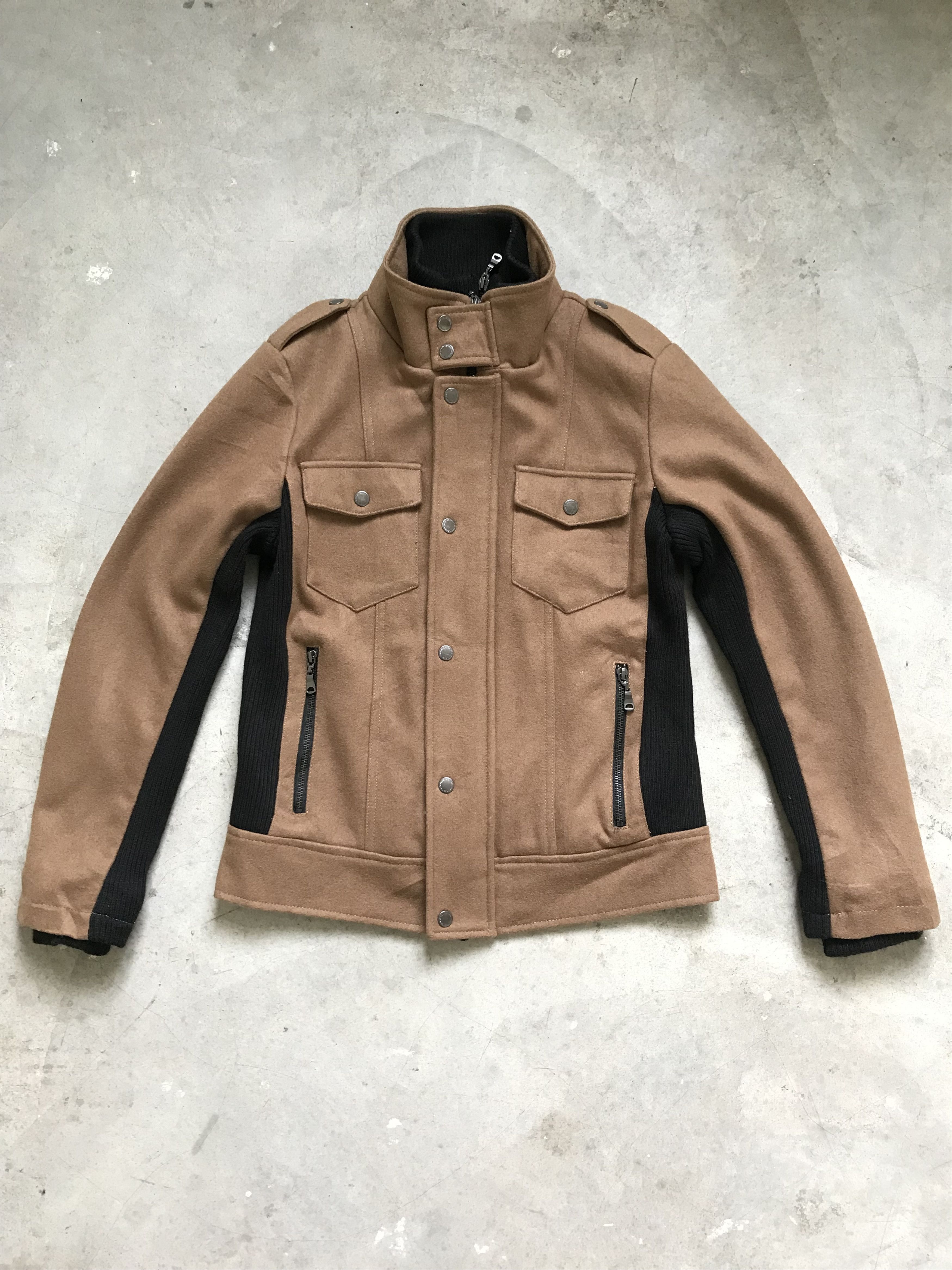 image of Semantic Design Japan Skinny Fit Hybrid Jacket in Dark Tan, Men's (Size Medium)