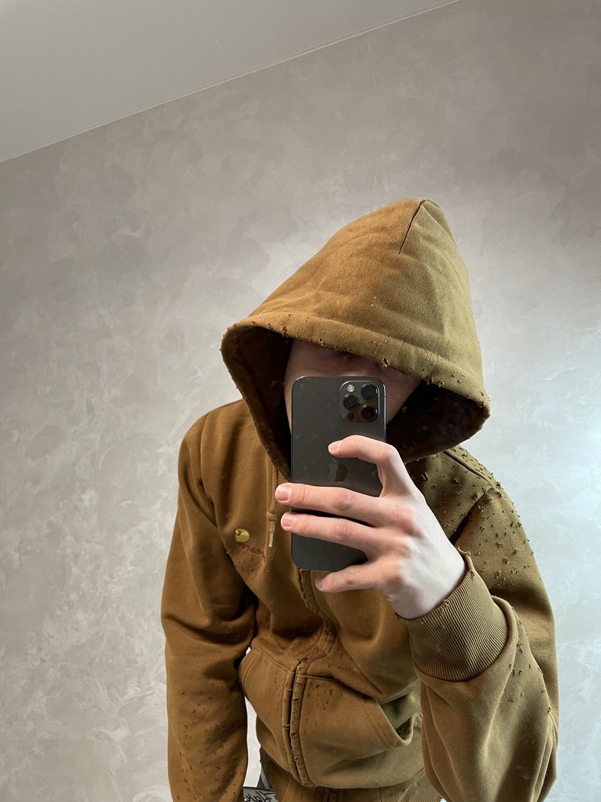Carhartt Carhartt Distressed Hooded Jacket / Hoodie Brown *Vintage* Size US S / EU 44-46 / 1 - 7 Thumbnail
