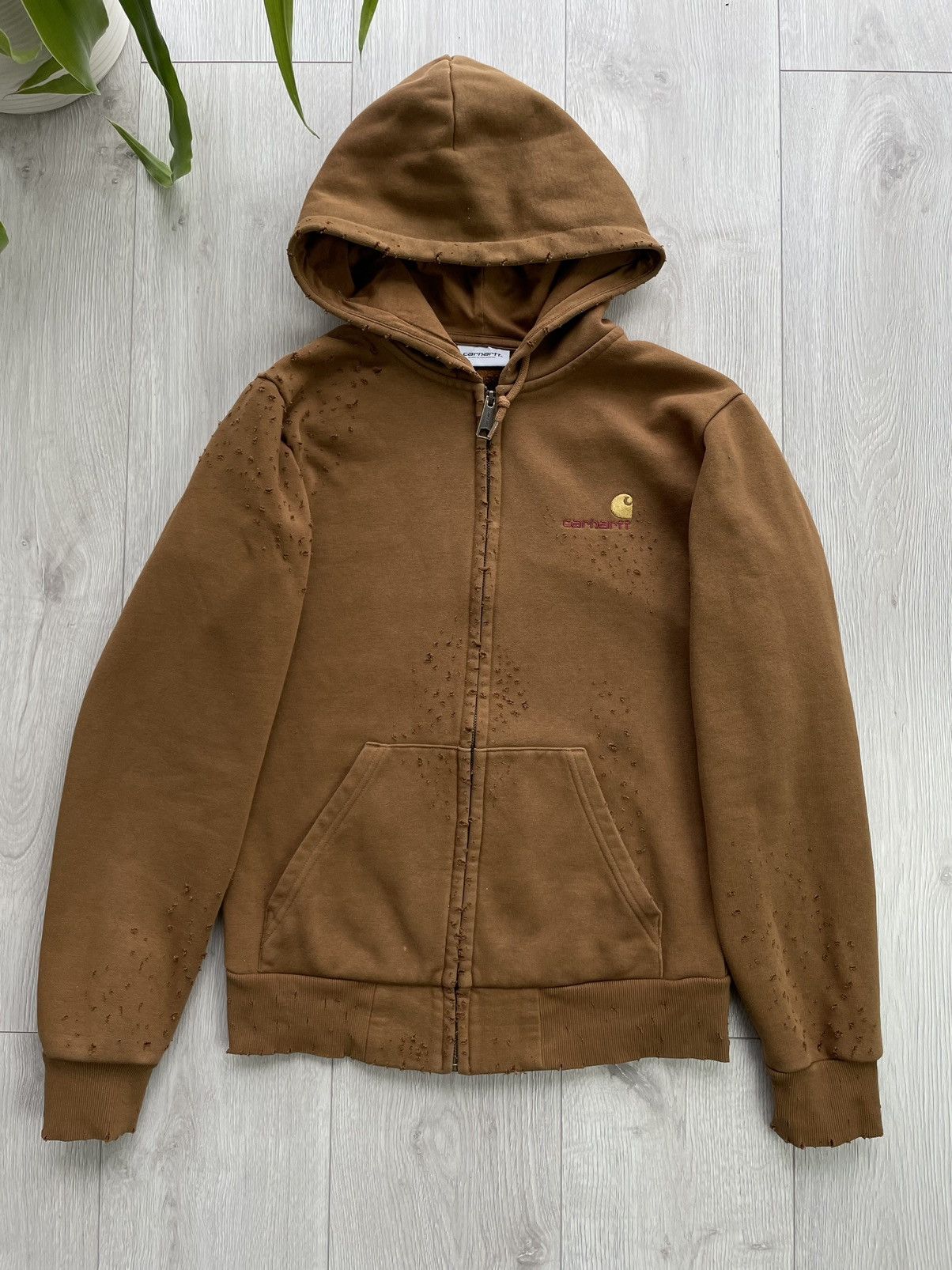 Carhartt Carhartt Distressed Hooded Jacket / Hoodie Brown *Vintage* Size US S / EU 44-46 / 1 - 1 Thumbnail