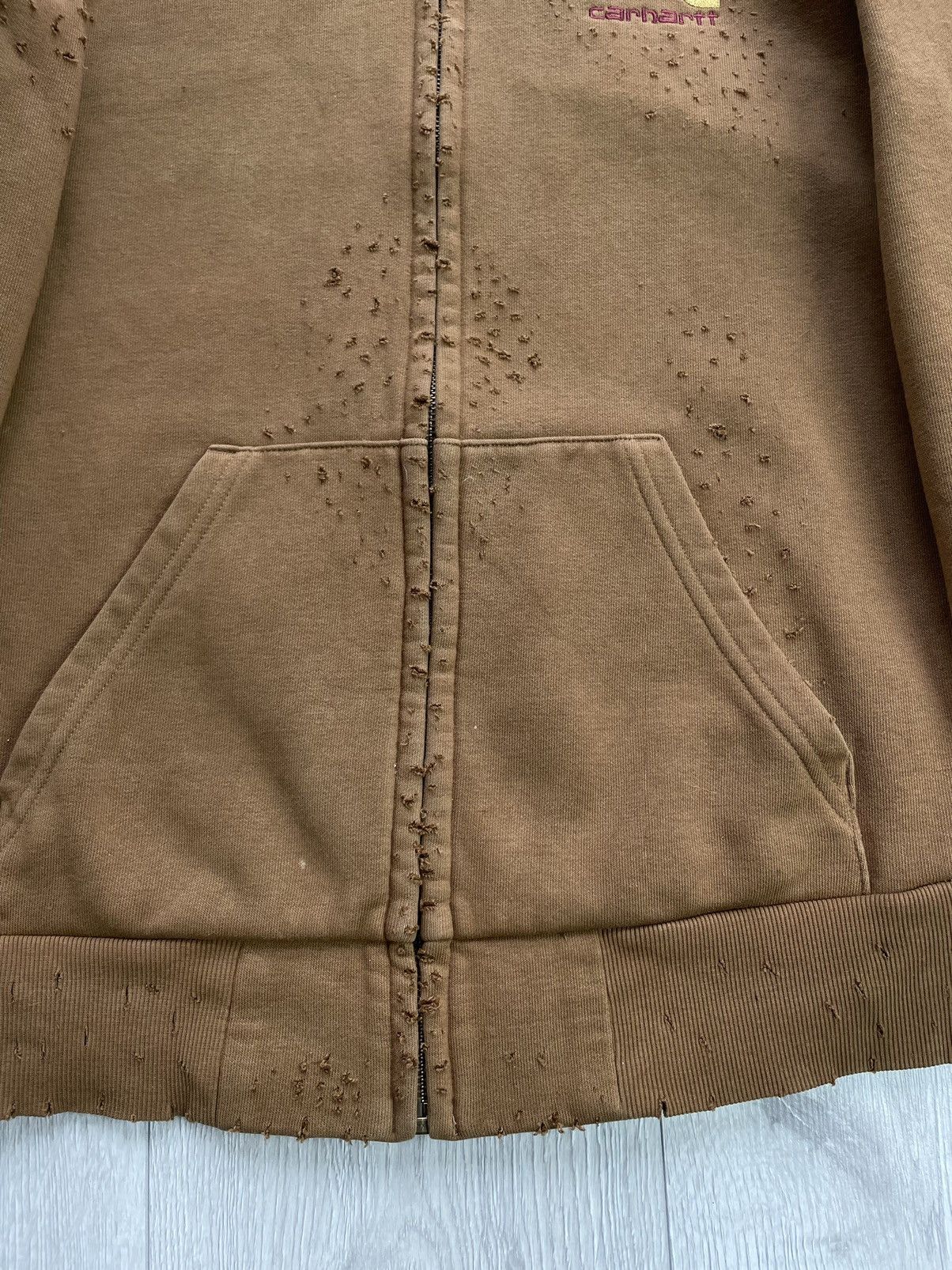 Carhartt Carhartt Distressed Hooded Jacket / Hoodie Brown *Vintage* Size US S / EU 44-46 / 1 - 4 Thumbnail