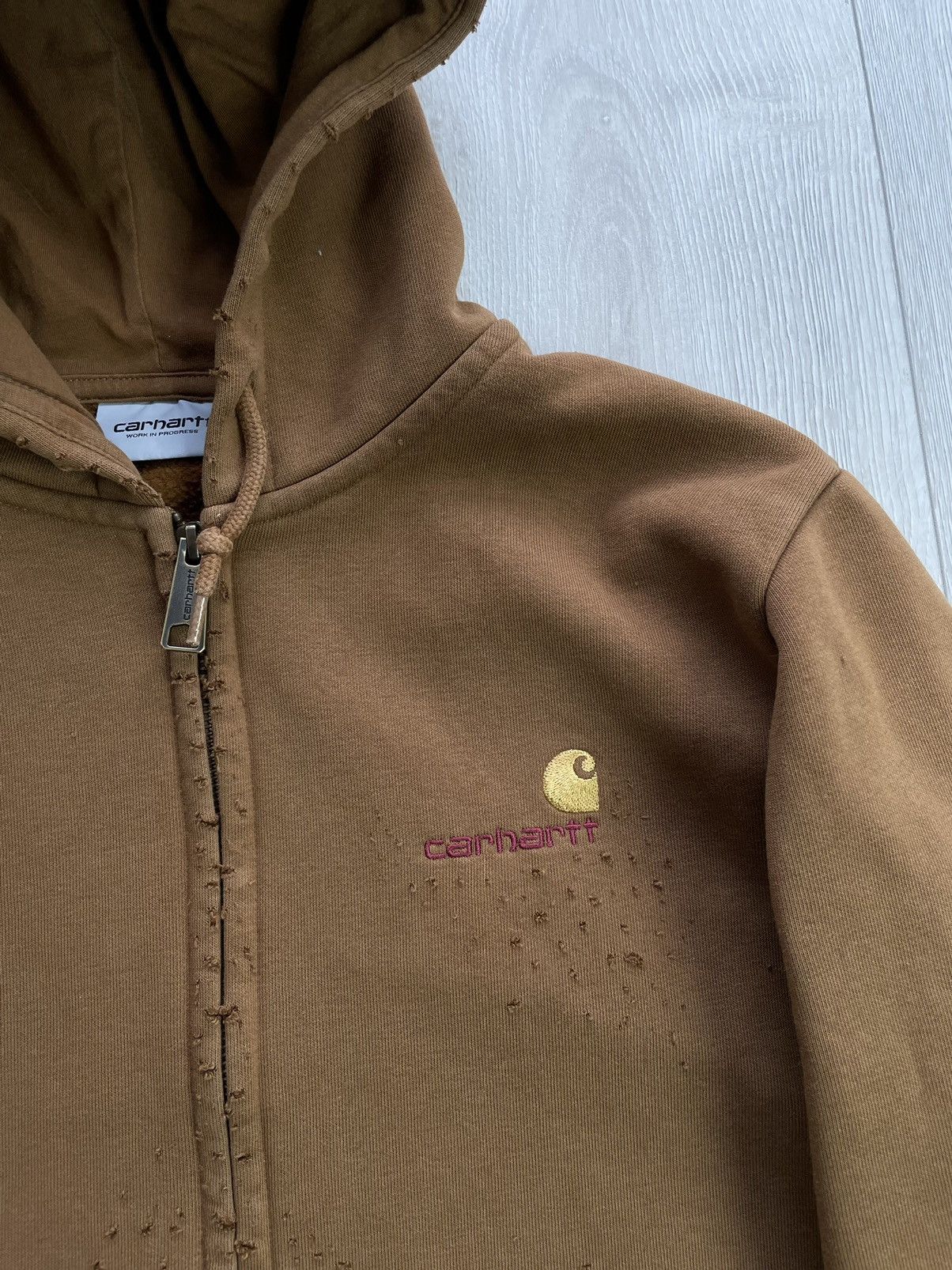 Carhartt Carhartt Distressed Hooded Jacket / Hoodie Brown *Vintage* Size US S / EU 44-46 / 1 - 8 Thumbnail