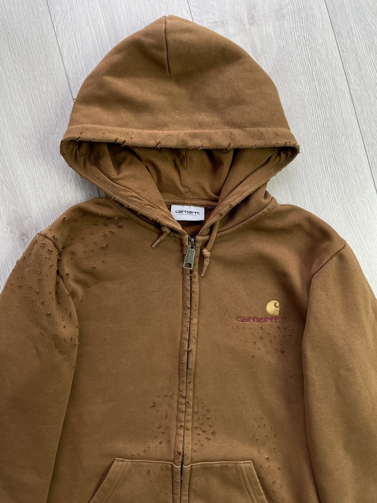 Carhartt Carhartt Distressed Hooded Jacket / Hoodie Brown *Vintage* Size US S / EU 44-46 / 1 - 12 Thumbnail