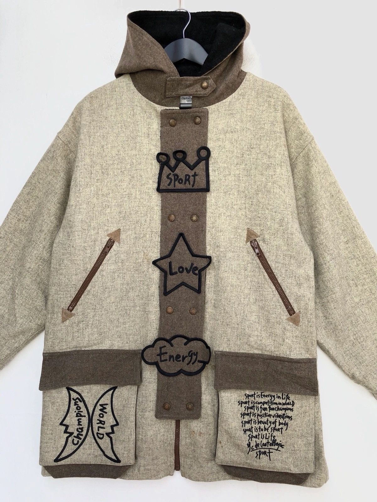 Designer × Jean Charles De Castelbajac × Vintage Vintag Jean Charles De Castelbajac Heavy Hooded Wool Jacket Size US XL / EU 56 / 4 - 2 Thumbnail