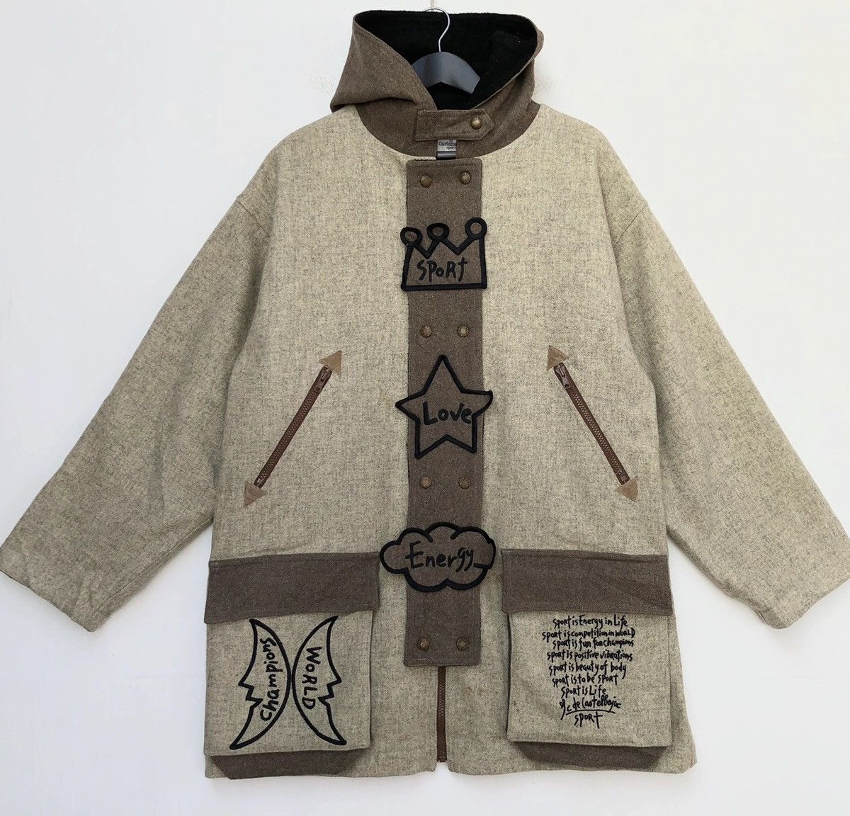 Designer × Jean Charles De Castelbajac × Vintage Vintag Jean Charles De Castelbajac Heavy Hooded Wool Jacket Size US XL / EU 56 / 4 - 1 Thumbnail