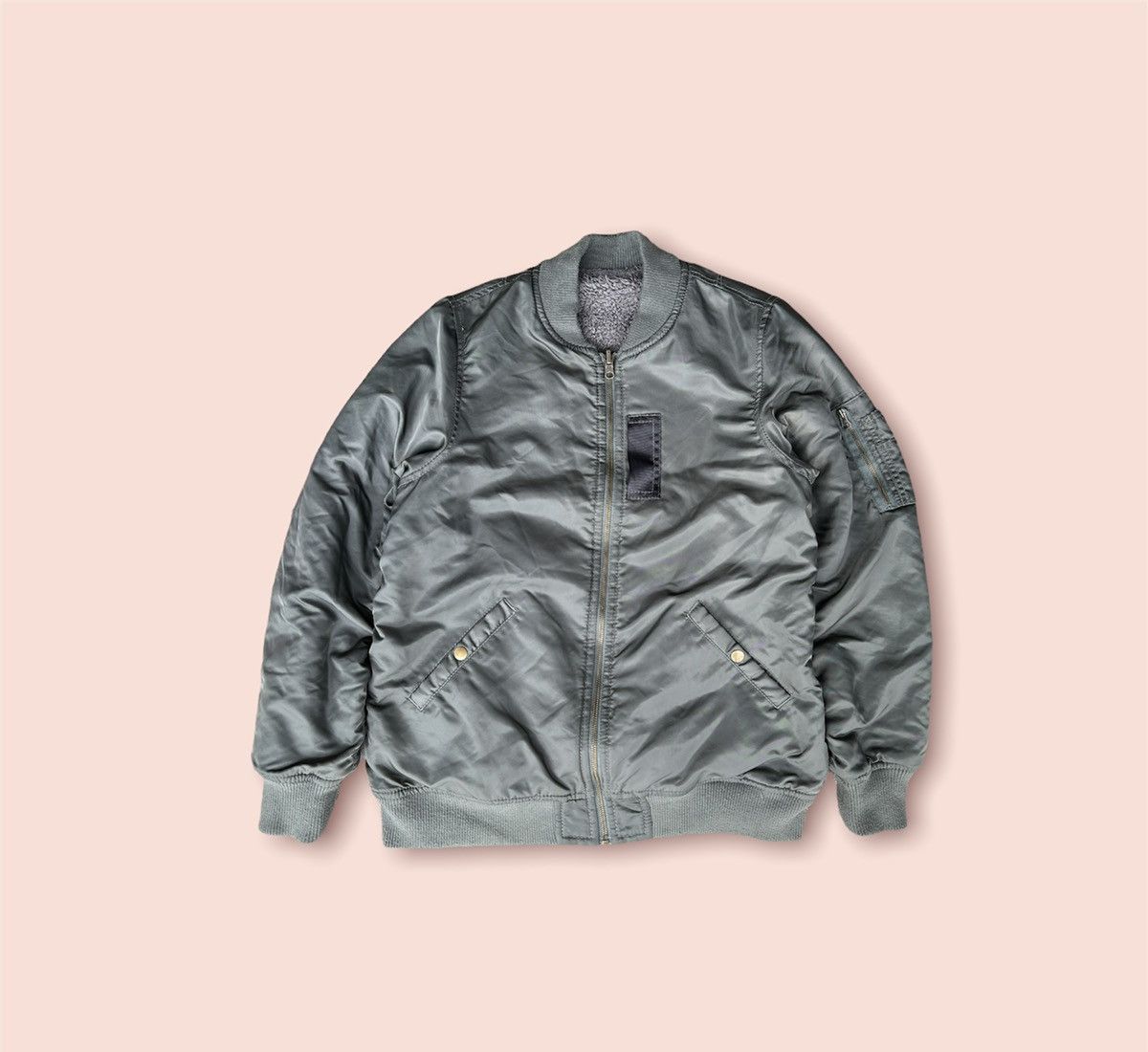 image of Cube Sugar Vintage Reversible Bomber Jacket in Army Green, Men's (Size Medium)