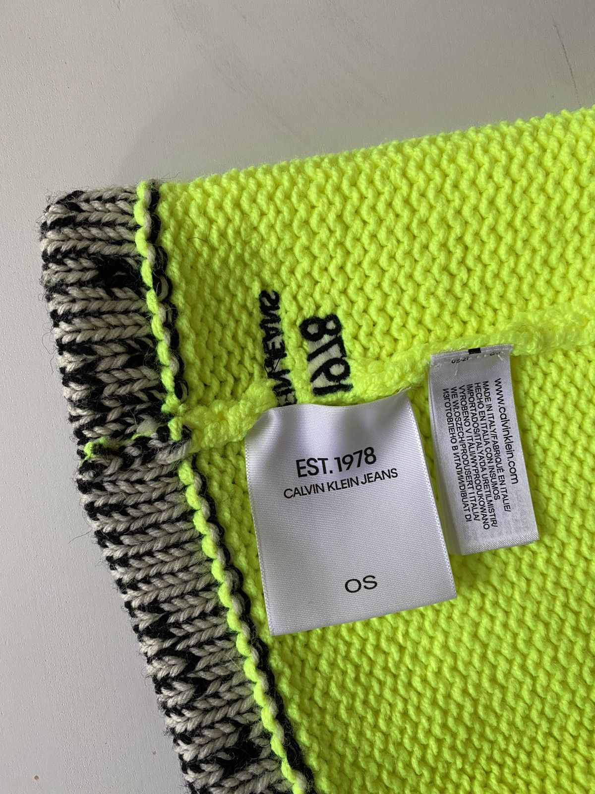 Calvin Klein 205W39NYC Neon Logo Knitted Balaclava Raf Simons Size ONE SIZE - 3 Thumbnail