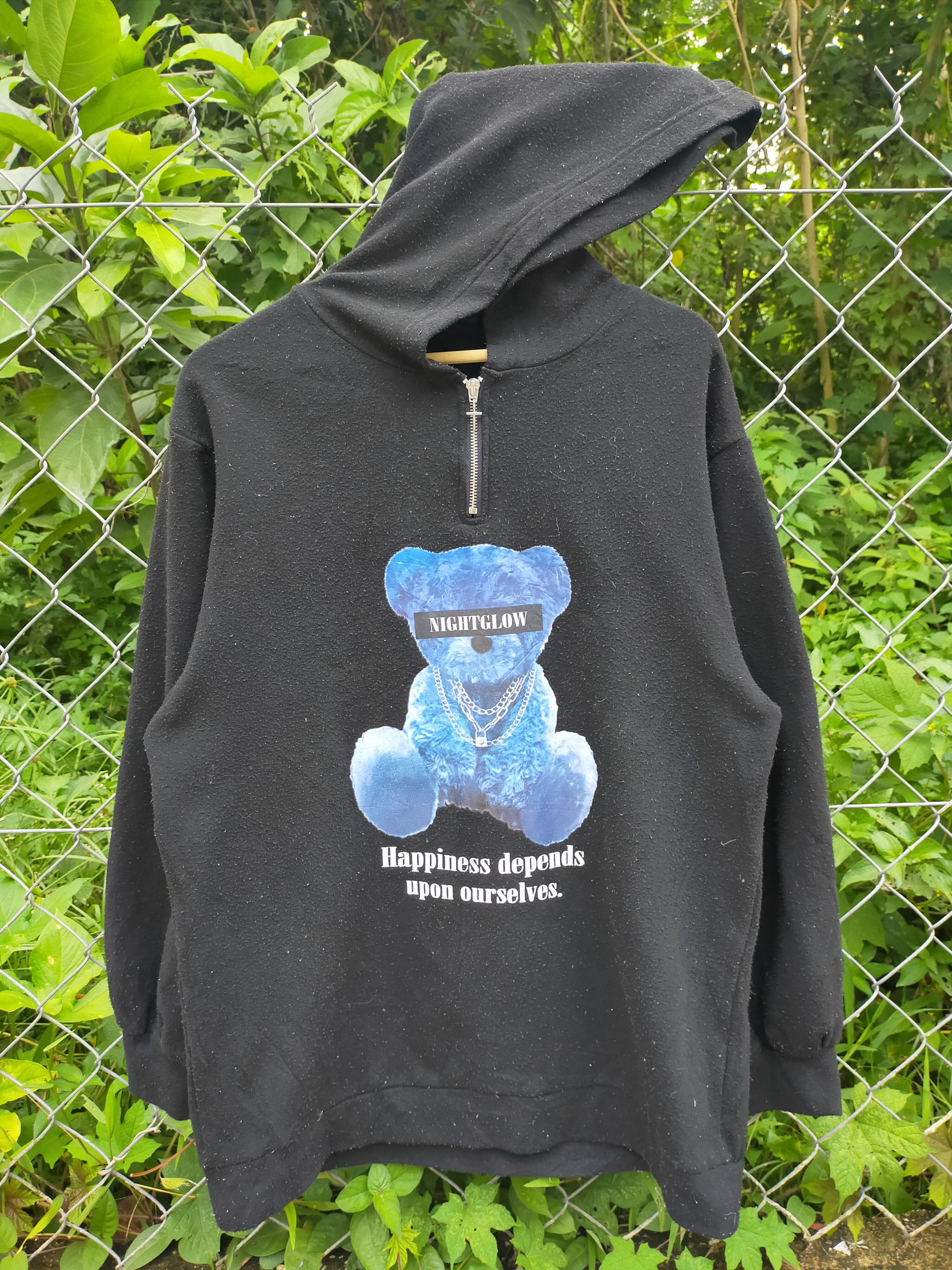 Japanese Brand Nightglow Punk Bear Quarter Zip Hoodie Size US L / EU 52-54 / 3 - 1 Thumbnail