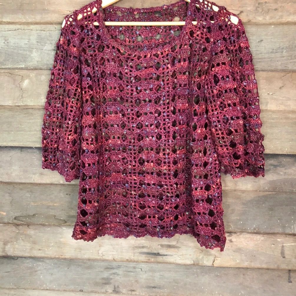 Vintage Japanese Brand crochet Purple Knitwear #H053 Size US S / EU 44-46 / 1 - 3 Thumbnail