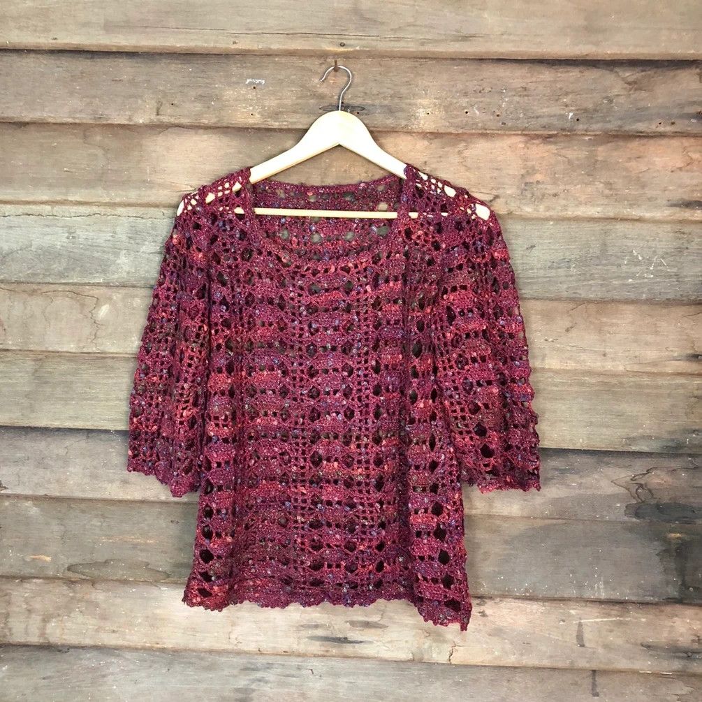 Vintage Japanese Brand crochet Purple Knitwear #H053 Size US S / EU 44-46 / 1 - 1 Thumbnail