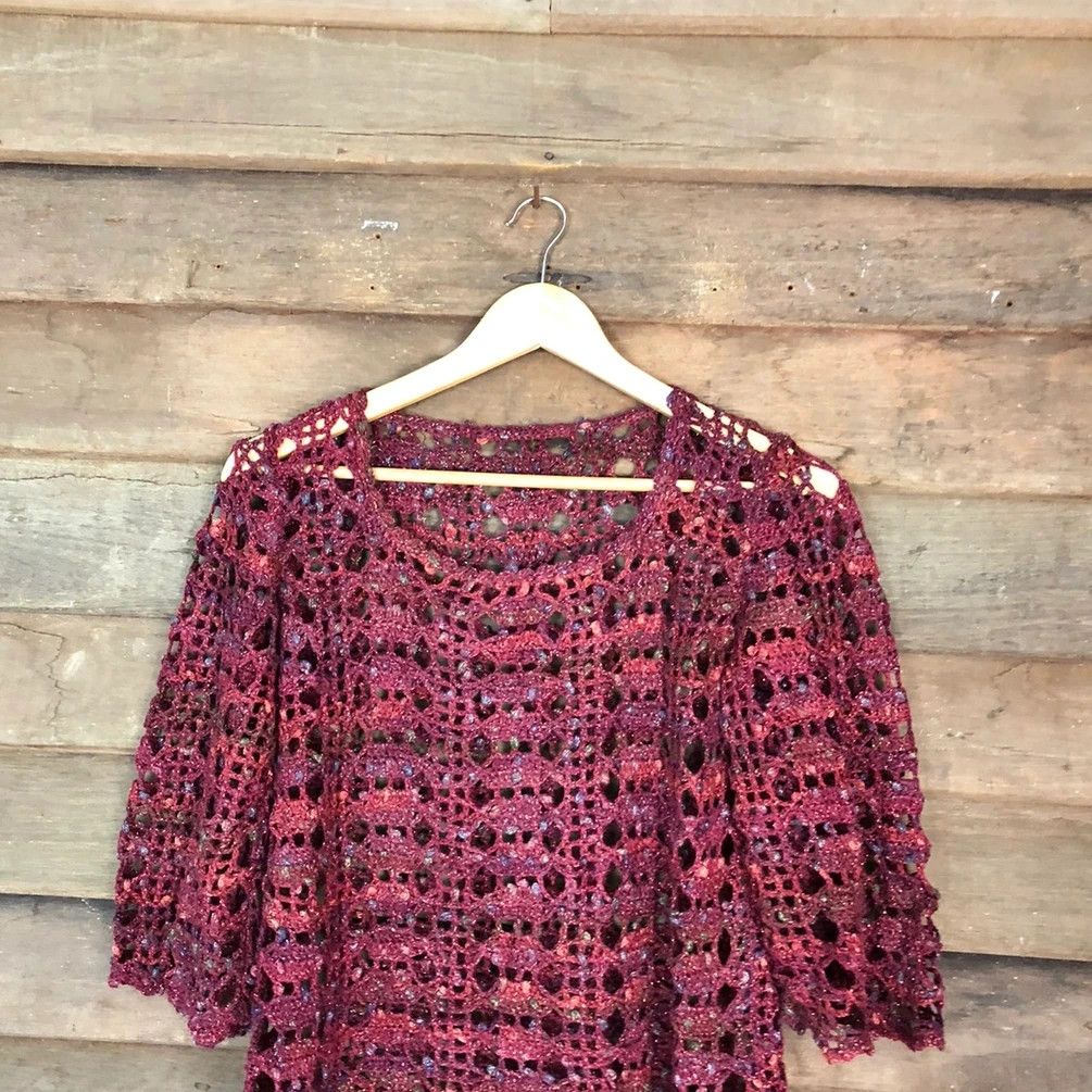 Vintage Japanese Brand crochet Purple Knitwear #H053 Size US S / EU 44-46 / 1 - 2 Thumbnail