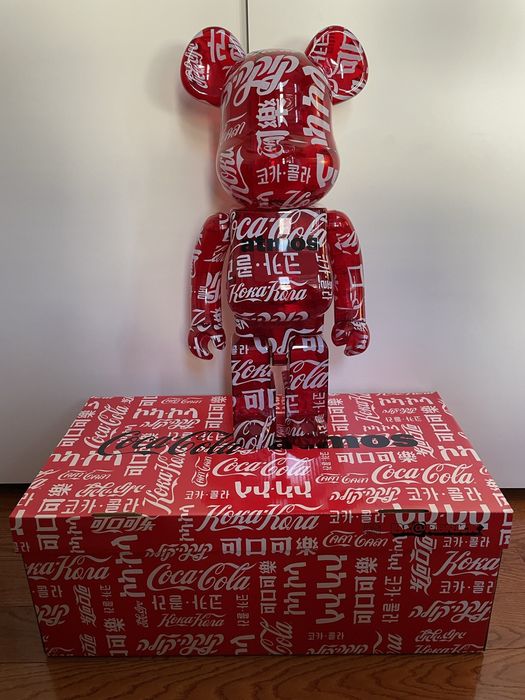 Coca Cola Bearbrick atmos x Coca Cola Clear Red 1000% | Grailed