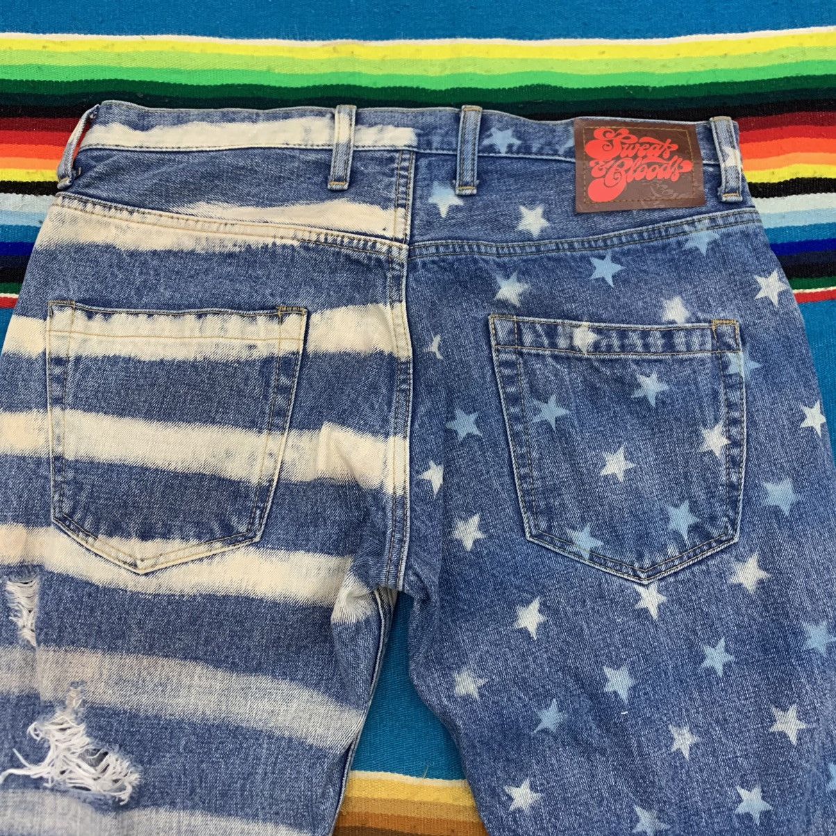 Japanese Brand RNA Inc American Flag Style Distressed Jeans Size US 34 / EU 50 - 7 Thumbnail