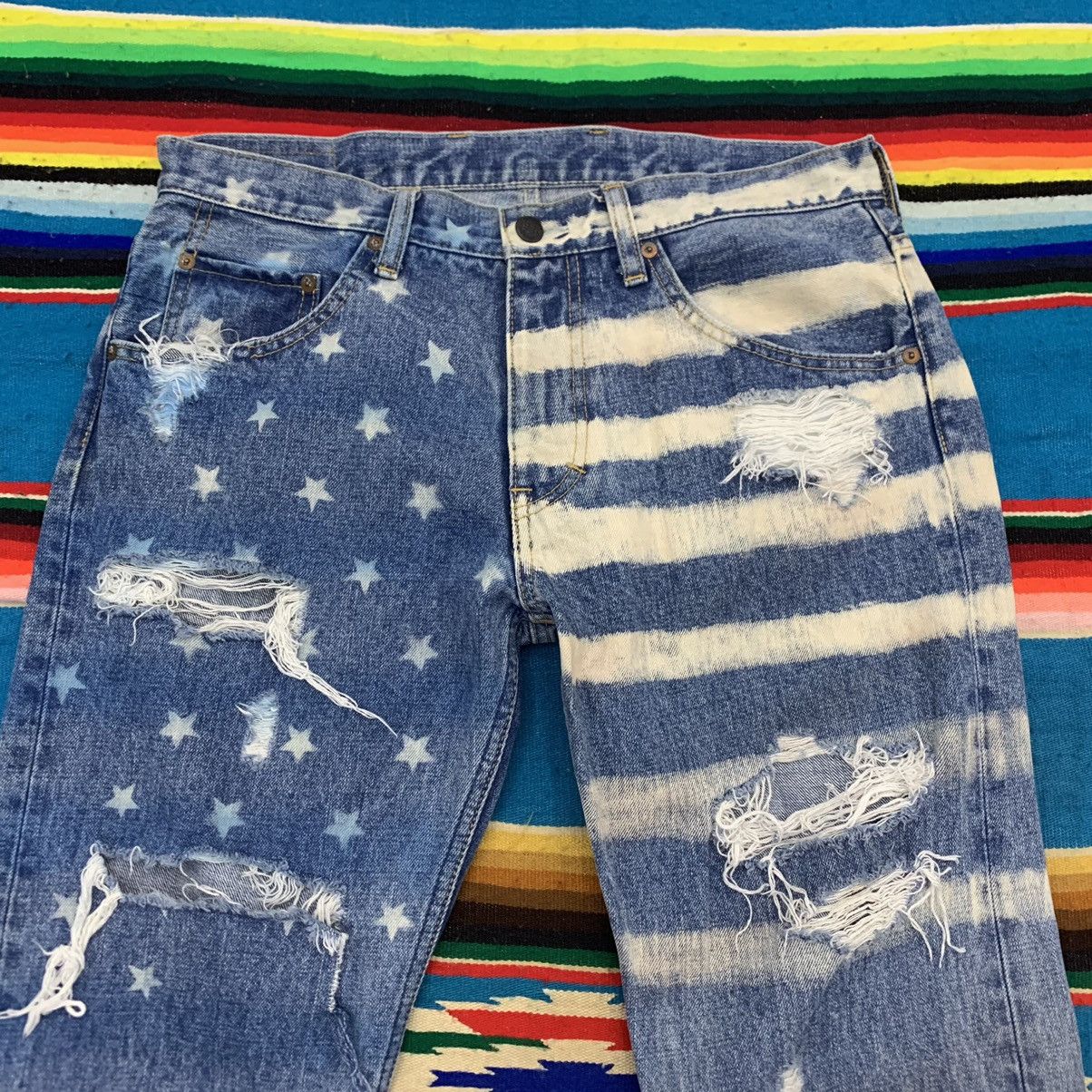 Japanese Brand RNA Inc American Flag Style Distressed Jeans Size US 34 / EU 50 - 3 Thumbnail