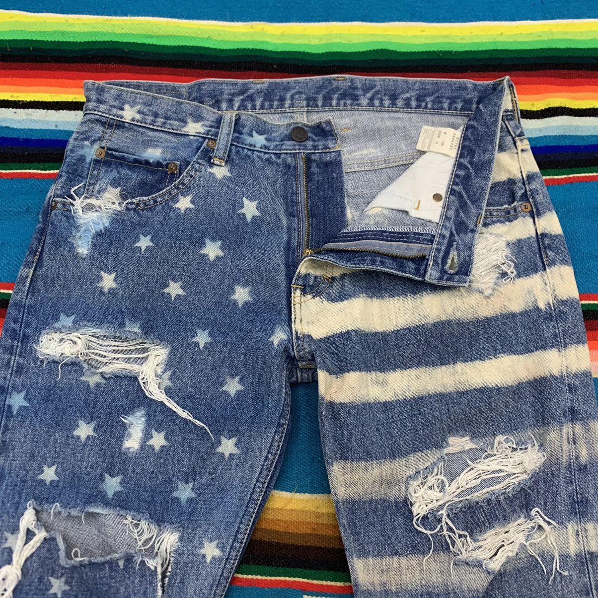 Japanese Brand RNA Inc American Flag Style Distressed Jeans Size US 34 / EU 50 - 6 Thumbnail