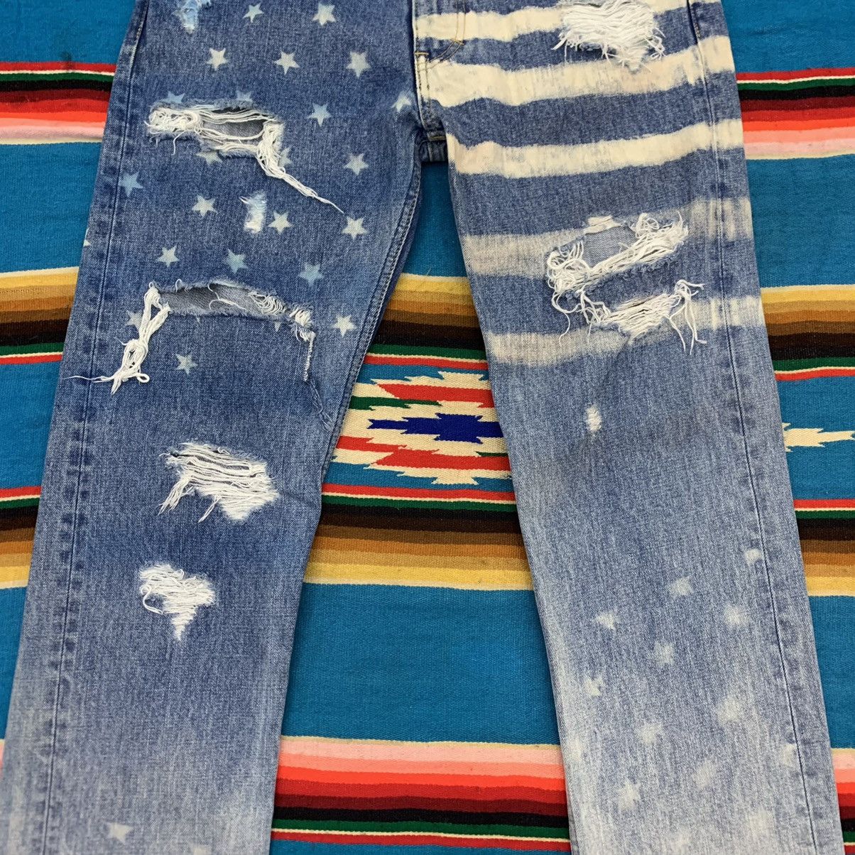 Japanese Brand RNA Inc American Flag Style Distressed Jeans Size US 34 / EU 50 - 4 Thumbnail
