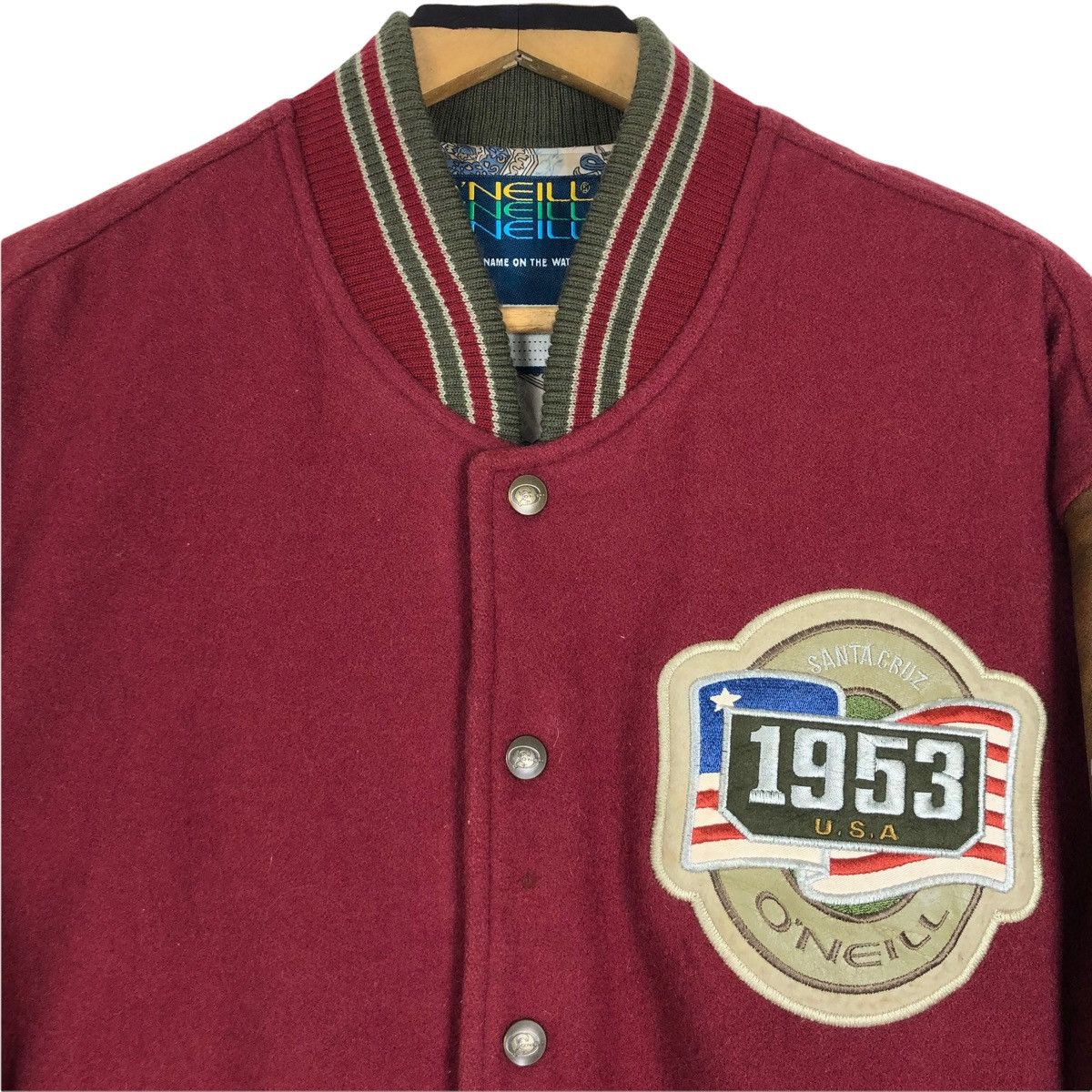 O'Neill × Vintage Vintage 90s O’neill Wool Leather Varsity Jacket Big Logo Size US XL / EU 56 / 4 - 10 Thumbnail
