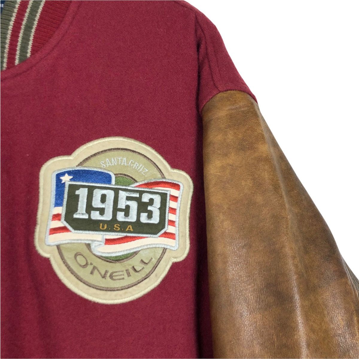 O'Neill × Vintage Vintage 90s O’neill Wool Leather Varsity Jacket Big Logo Size US XL / EU 56 / 4 - 11 Thumbnail