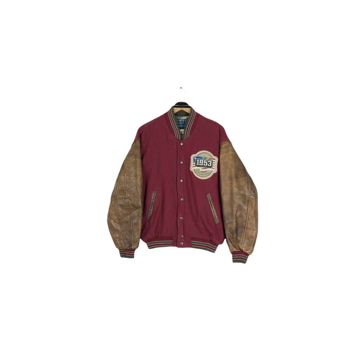 O'Neill × Vintage Vintage 90s O’neill Wool Leather Varsity Jacket Big Logo Size US XL / EU 56 / 4 - 6 Thumbnail