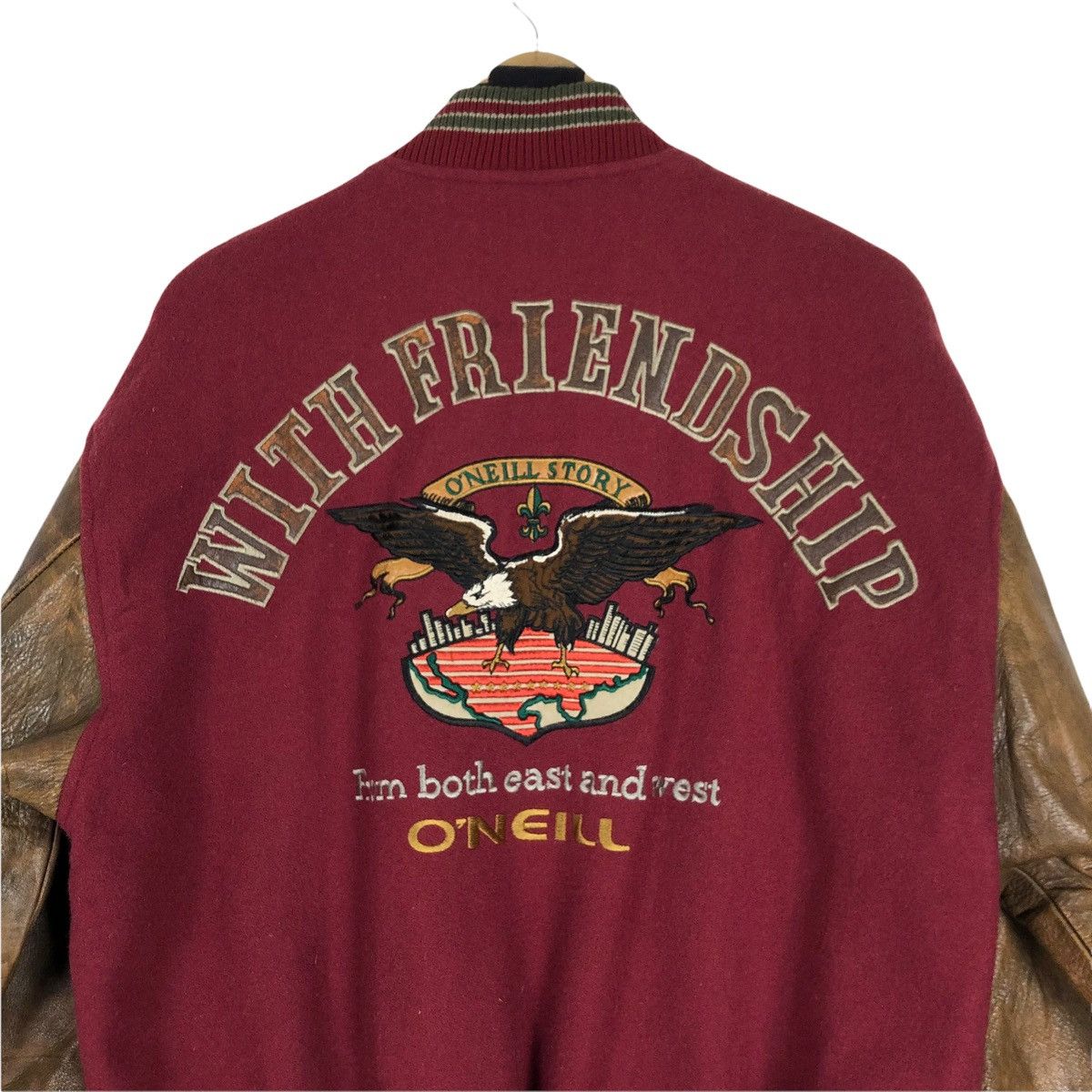 O'Neill × Vintage Vintage 90s O’neill Wool Leather Varsity Jacket Big Logo Size US XL / EU 56 / 4 - 20 Thumbnail