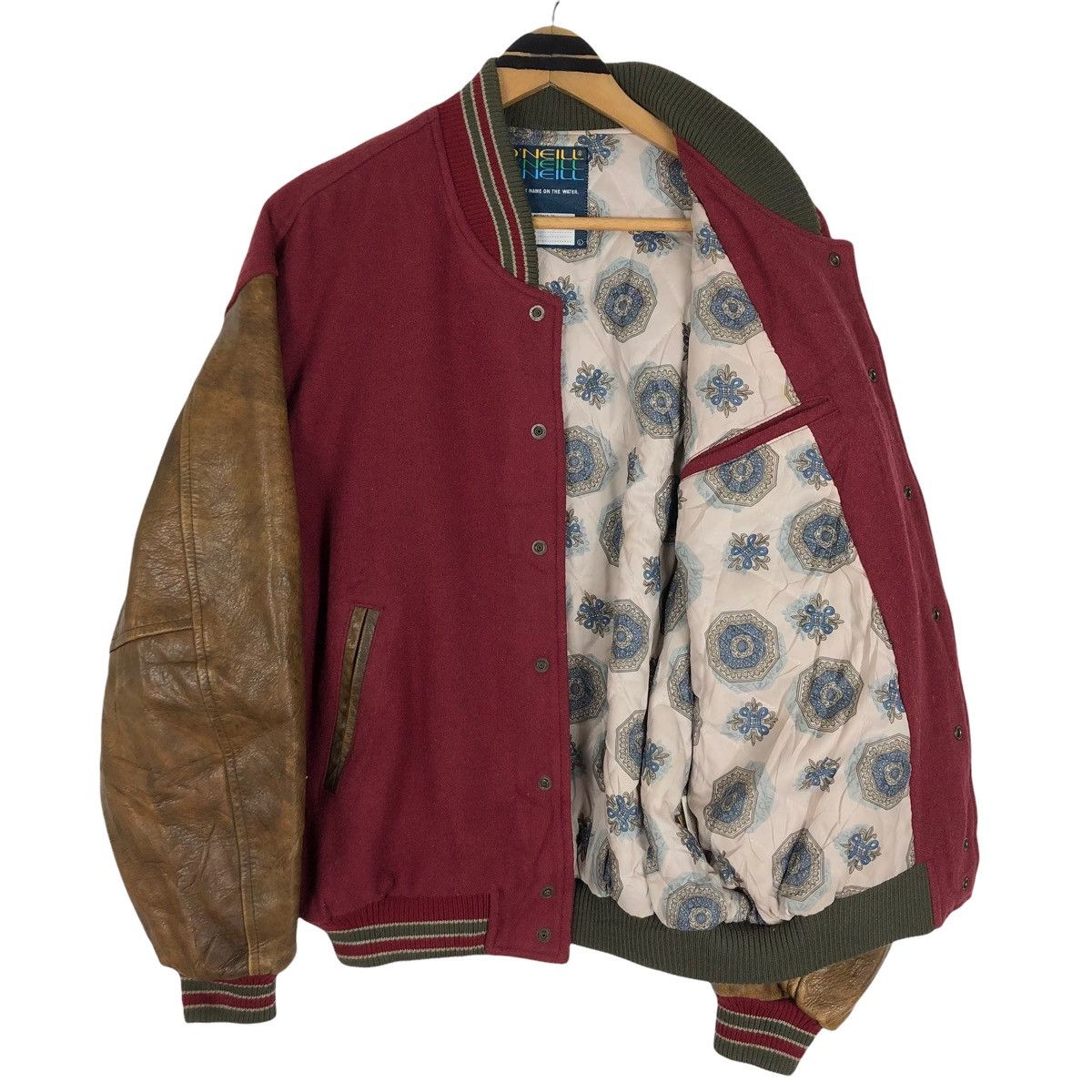 O'Neill × Vintage Vintage 90s O’neill Wool Leather Varsity Jacket Big Logo Size US XL / EU 56 / 4 - 15 Thumbnail