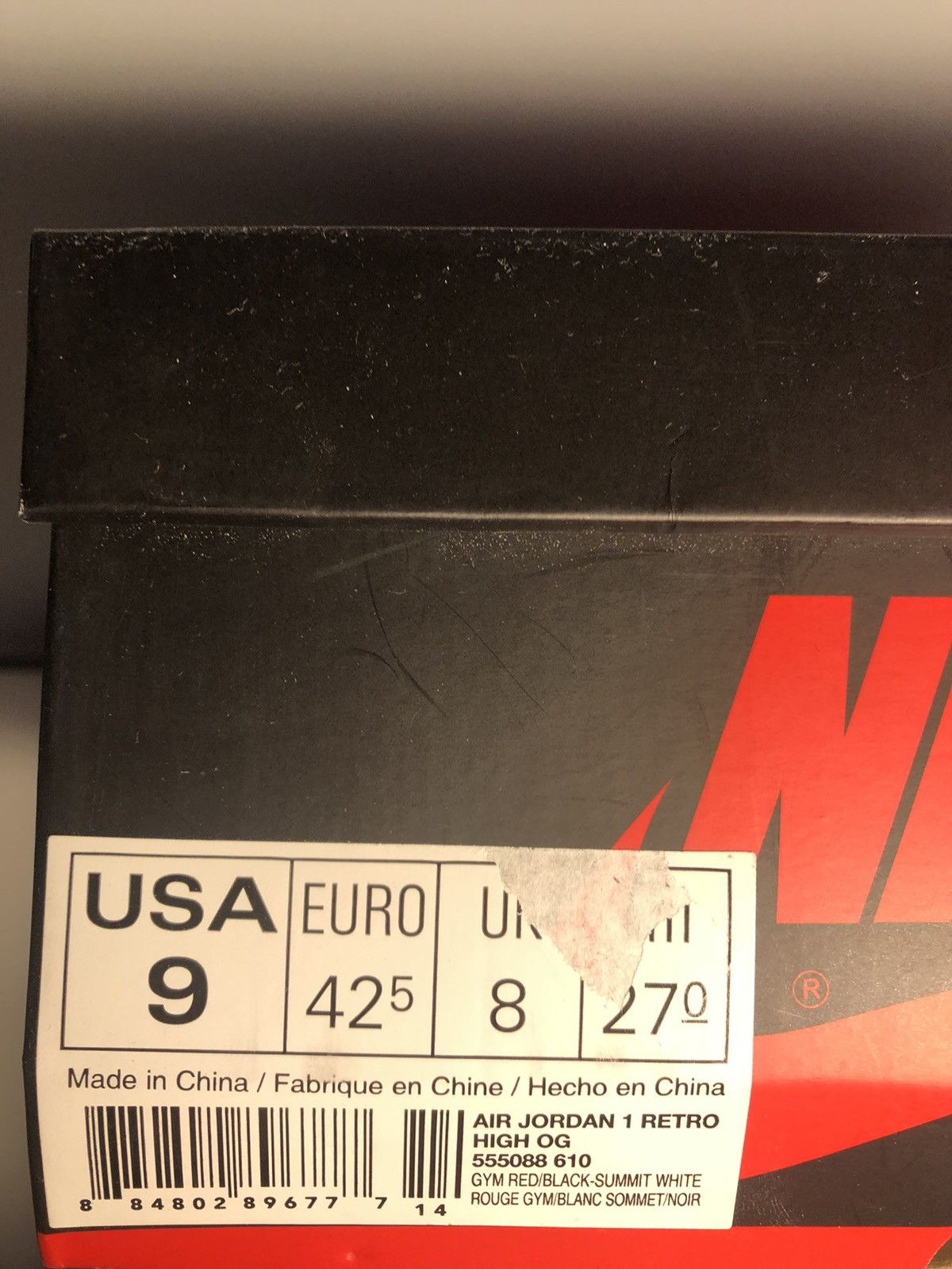 Jordan Brand Air Jordan 1 Retro High OG Bred Toe 2018 Size US 9 / EU 42 - 12 Thumbnail