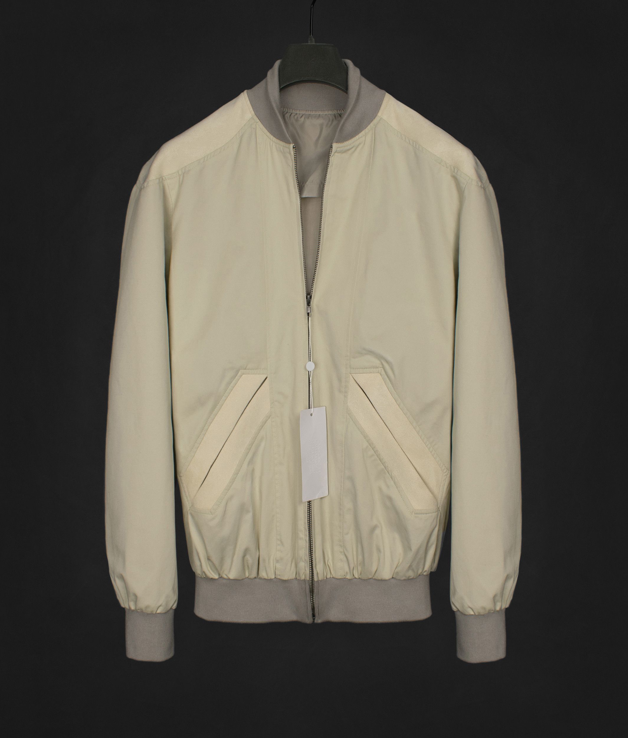 image of Maison Margiela Nwt. 2007/2008 Archival Zipped Bomber Jacket in Beige/Light Gray (Size Medium)