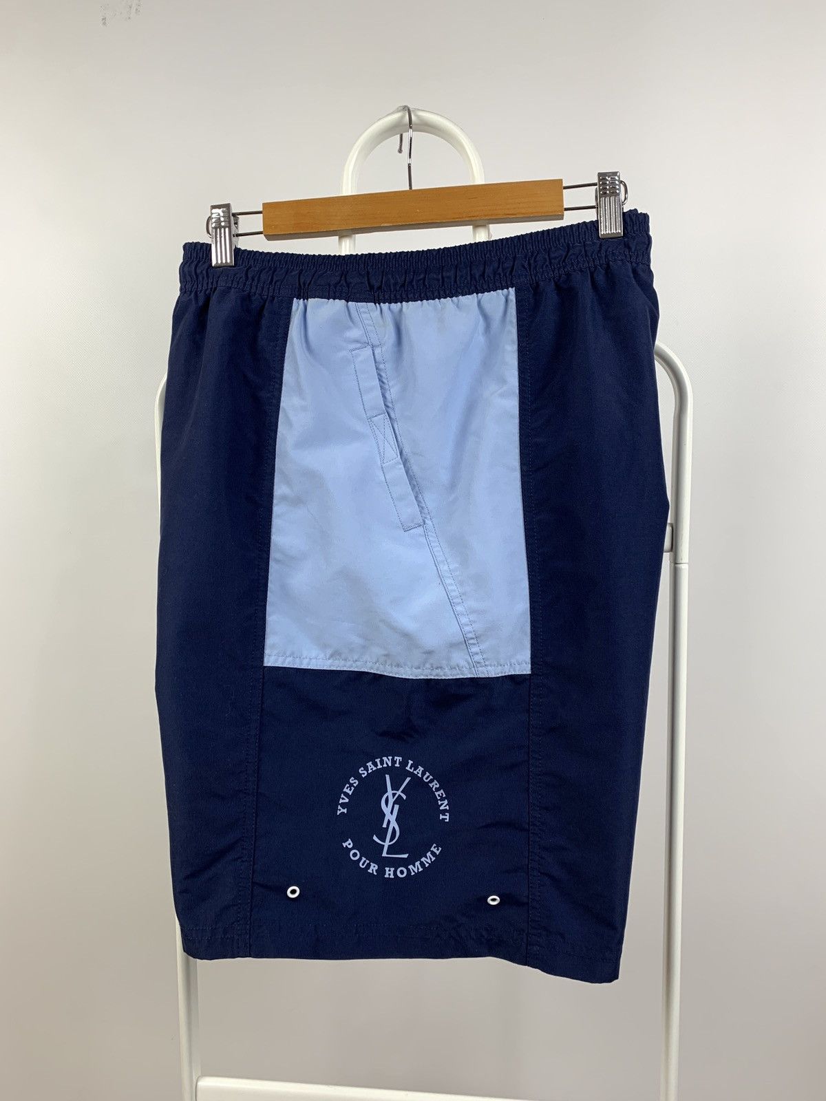 Vintage Vintage Yves Saint Laurent Pour Homme YSL Navy Blue Shorts Size US 34 / EU 50 - 3 Thumbnail