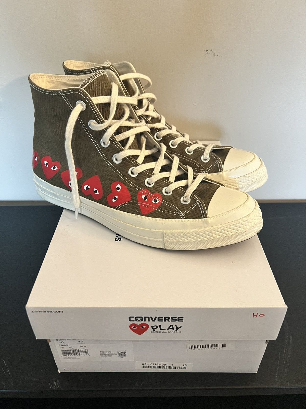 Comme des Garcons Converse Comme des Garcons Play x Chuck 70 High Top Multi Heart 2019 Grailed