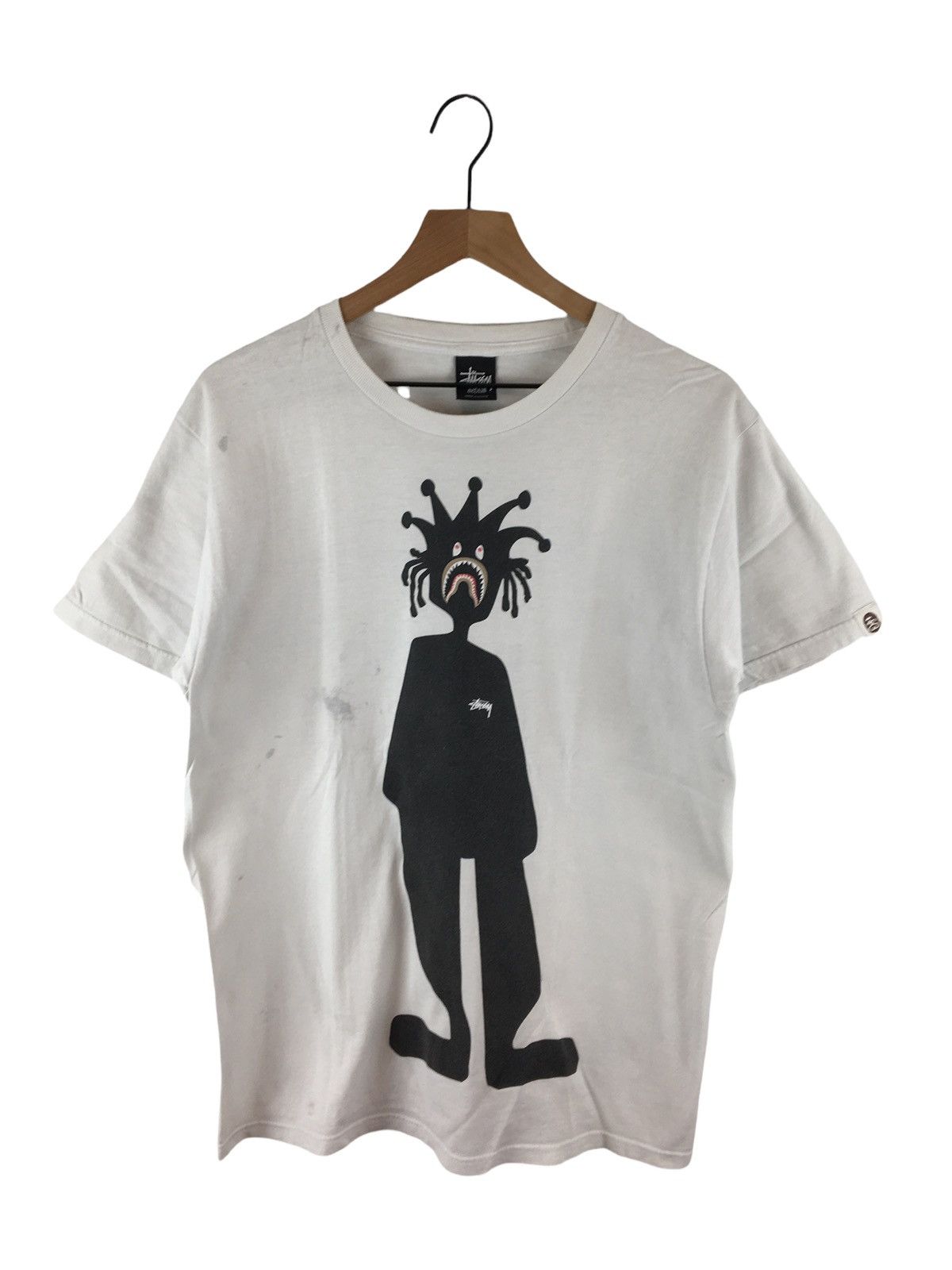 Bape × Stussy Rare Bape x Stussy Shark Shadow Man Logo Tee | Grailed