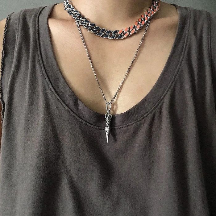 Jewelry × Vintage Punk Titanium Steel Pendant Vintage Men's Necklace Size ONE SIZE - 1 Thumbnail