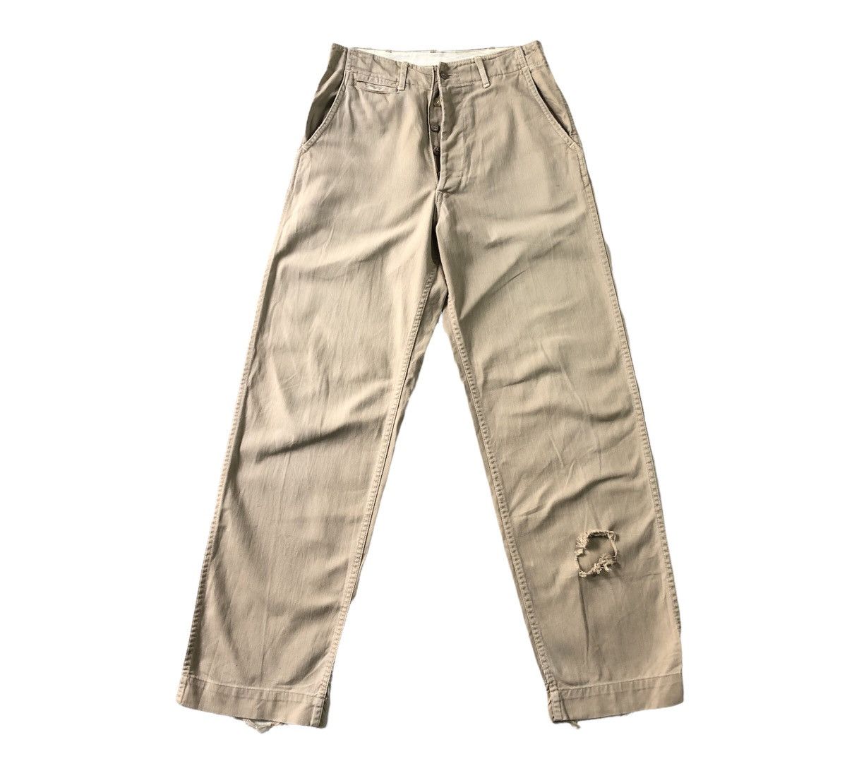 Evisu Vintage Evis Military Chino Khaki Distressed Pant Size US 29 - 1 Thumbnail