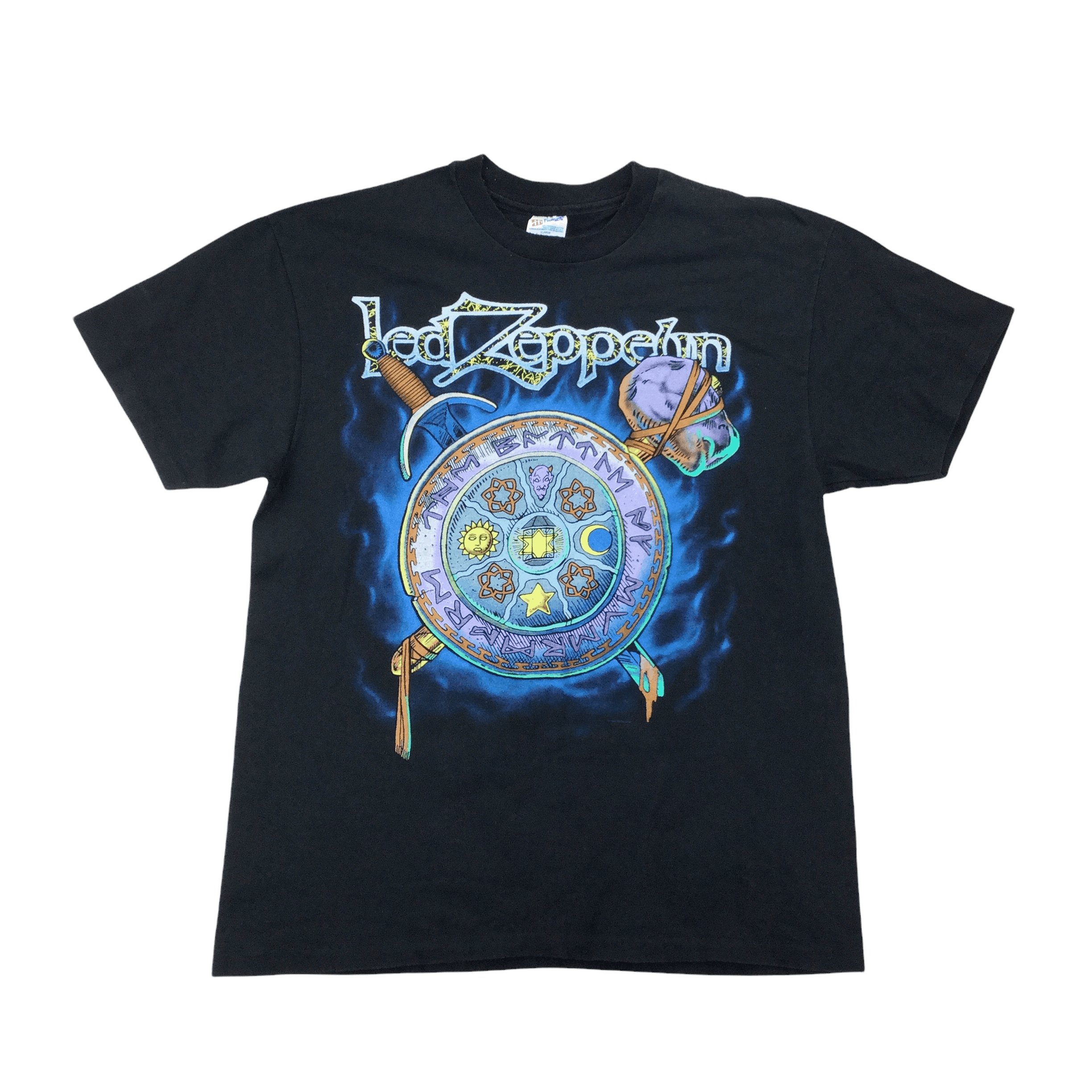 Delta LED ZEPPELIN Large Print Band T-Shirt Band Tee Men's XL cotton black type Vintage Second Hand