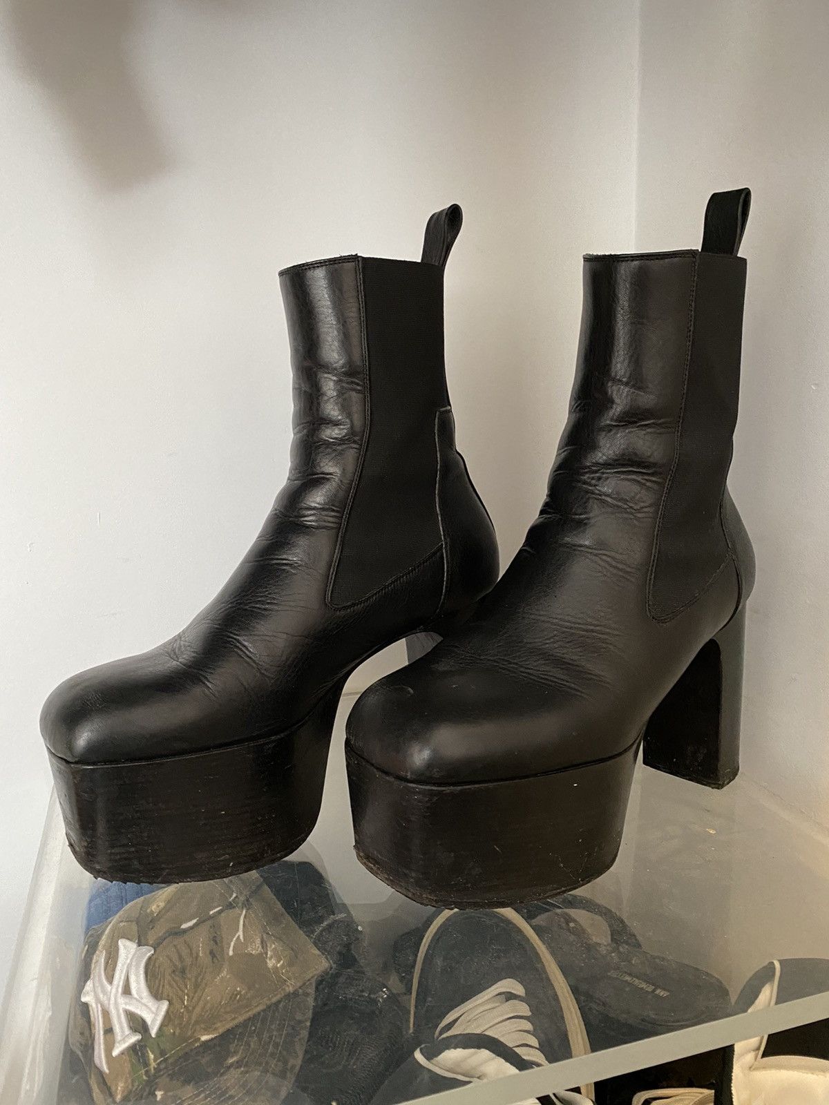 RICK OWENS lucite heel boots 40